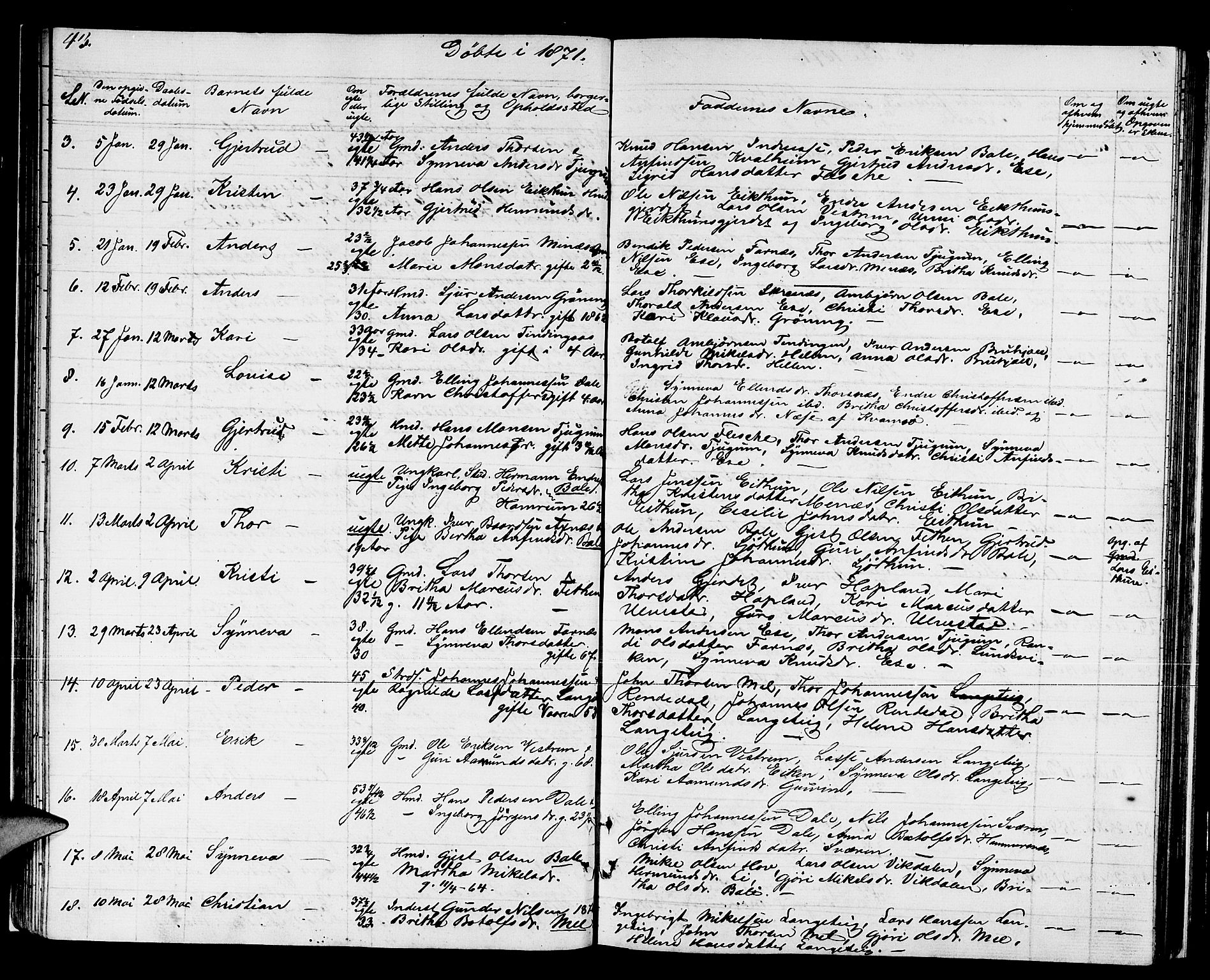 Balestrand sokneprestembete, AV/SAB-A-79601/H/Hab/Haba/L0001: Parish register (copy) no. A 1, 1853-1880, p. 43