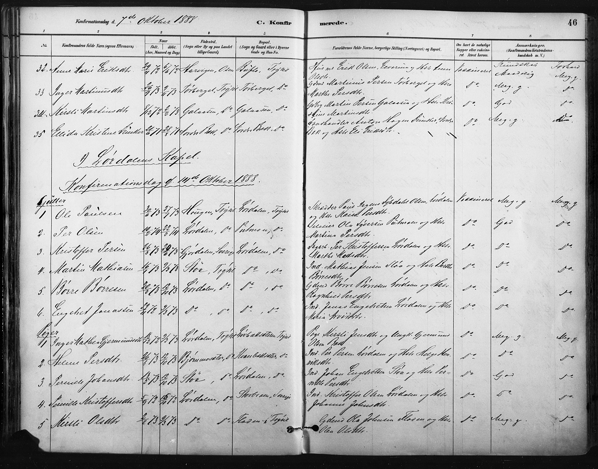 Trysil prestekontor, AV/SAH-PREST-046/H/Ha/Haa/L0009: Parish register (official) no. 9, 1881-1897, p. 46