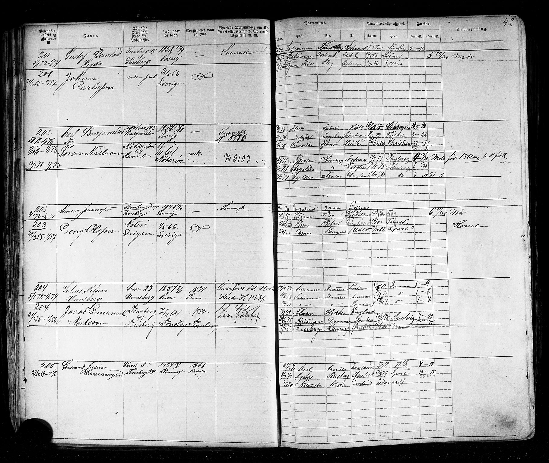 Tønsberg innrulleringskontor, AV/SAKO-A-786/F/Fb/L0002: Annotasjonsrulle Patent nr. 1-2635, 1869-1877, p. 50