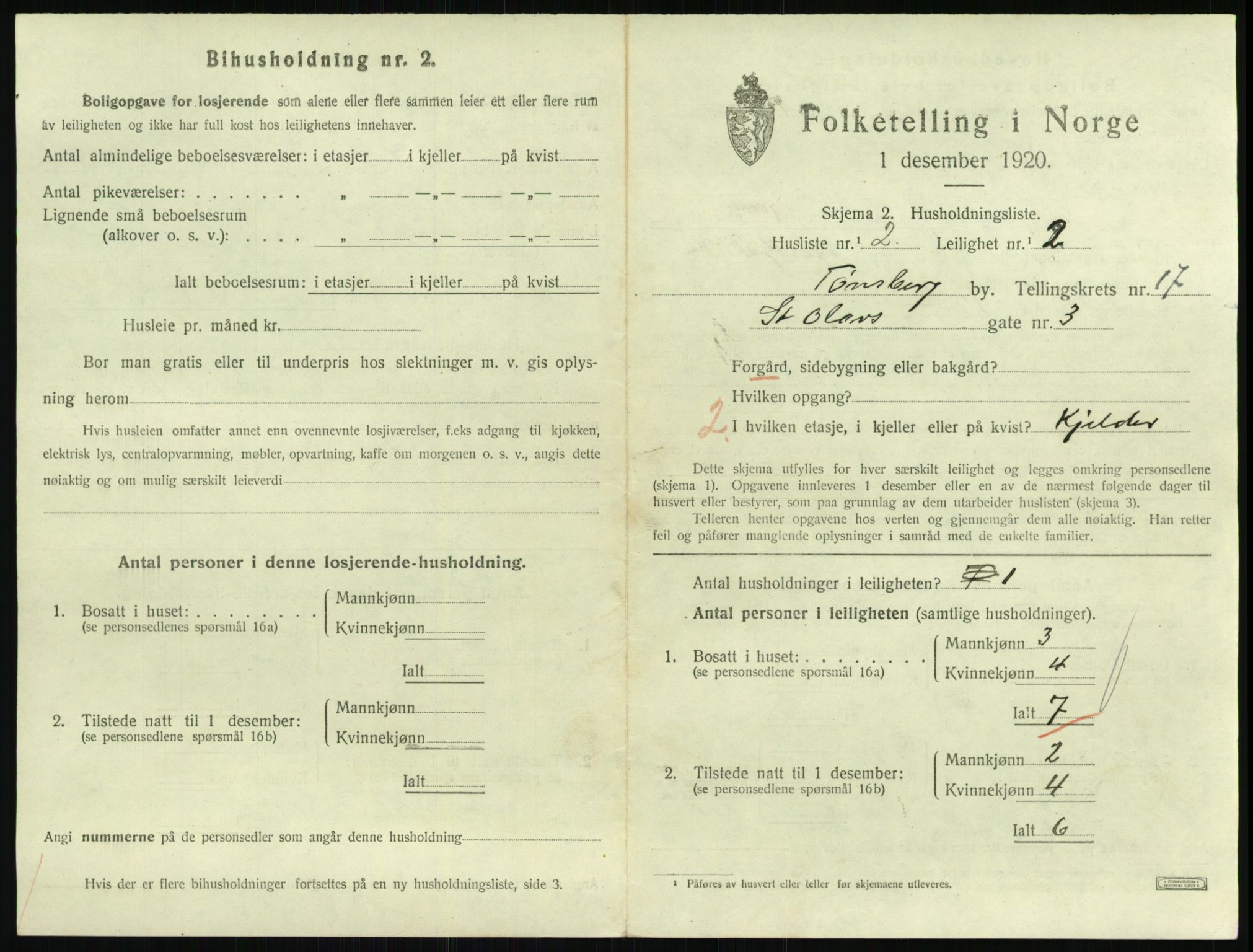 SAKO, 1920 census for Tønsberg, 1920, p. 6589