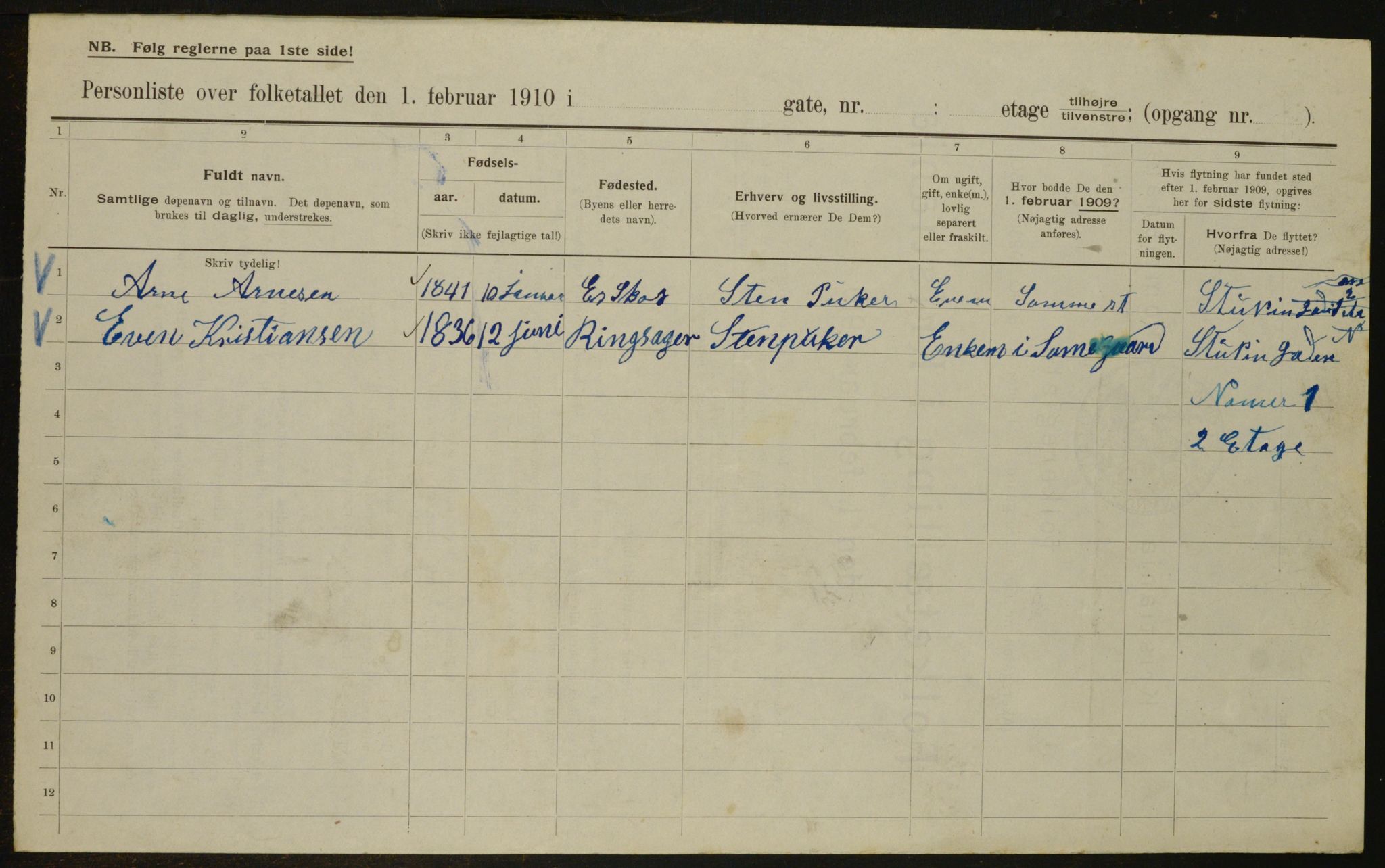 OBA, Municipal Census 1910 for Kristiania, 1910, p. 99171