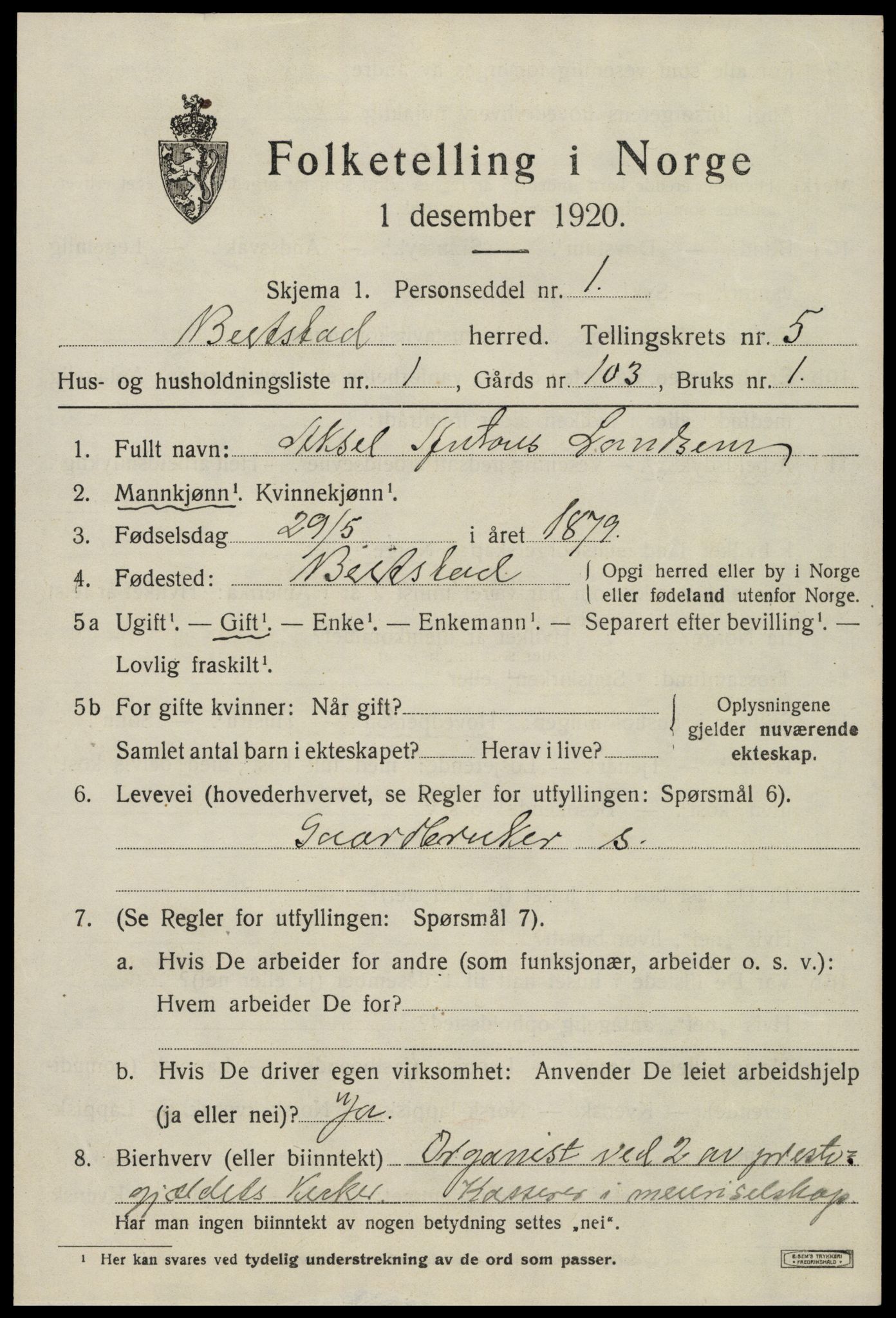 SAT, 1920 census for Beitstad, 1920, p. 3631