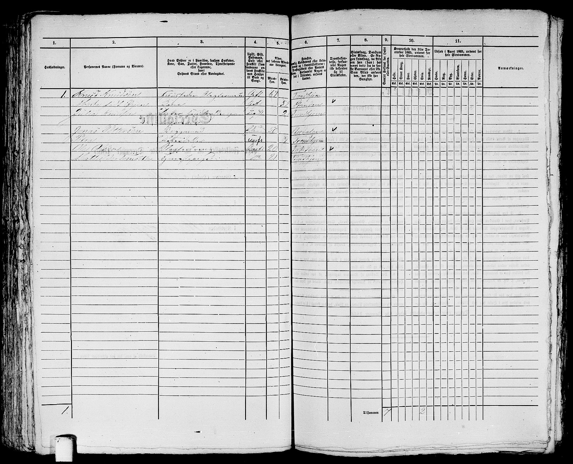 RA, 1865 census for Trondheim, 1865, p. 1739