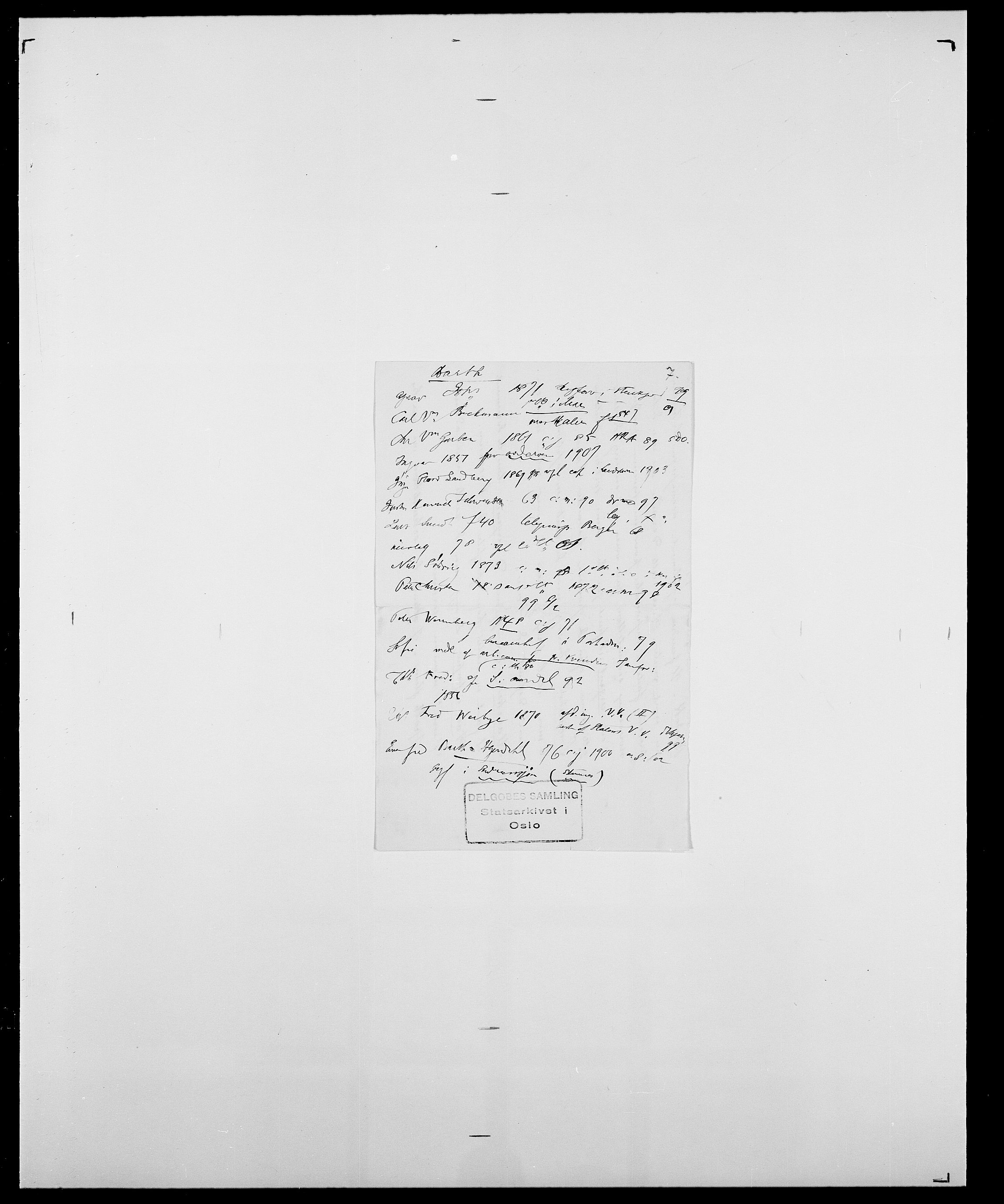 Delgobe, Charles Antoine - samling, AV/SAO-PAO-0038/D/Da/L0003: Barca - Bergen, p. 383