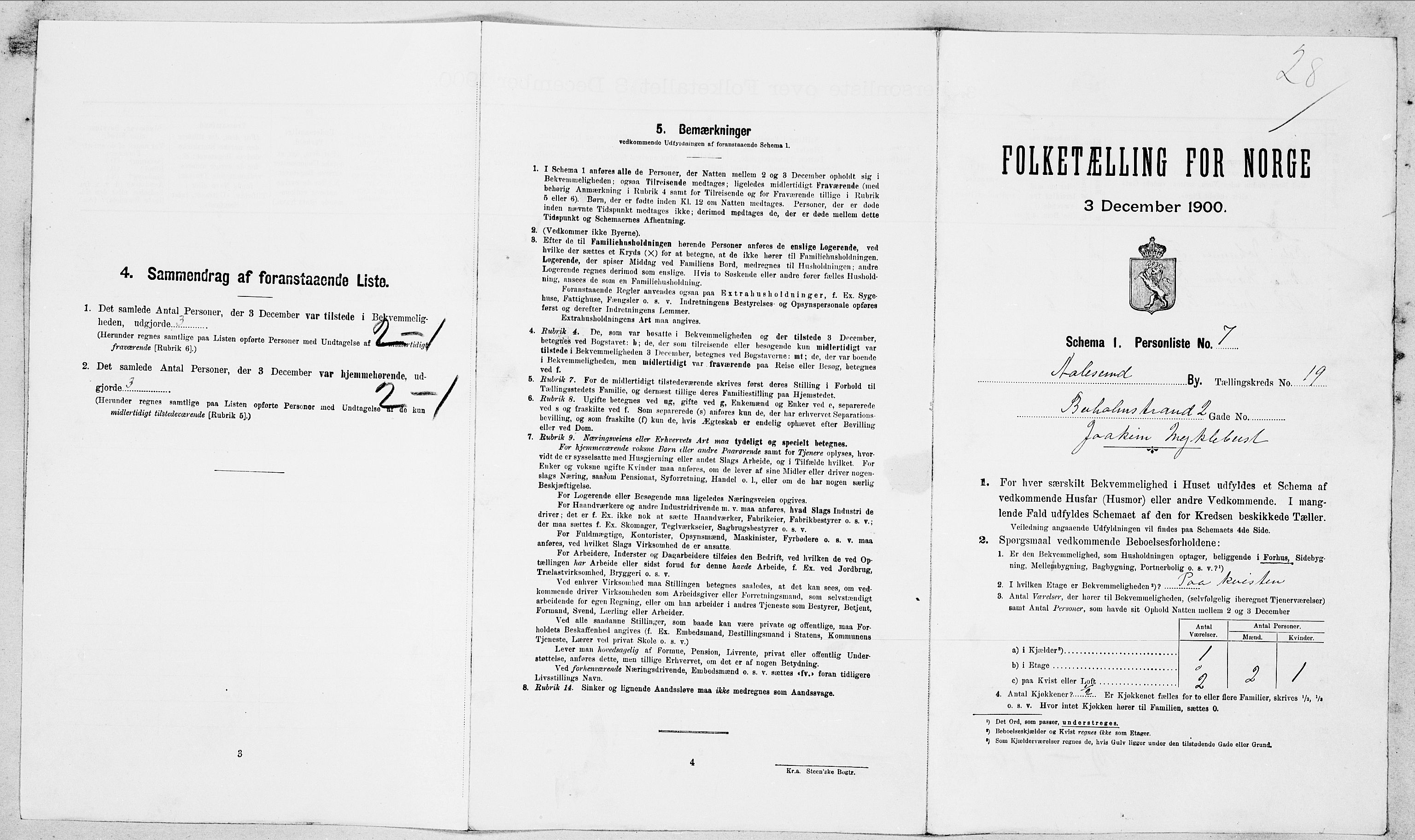 SAT, 1900 census for Ålesund, 1900, p. 4840