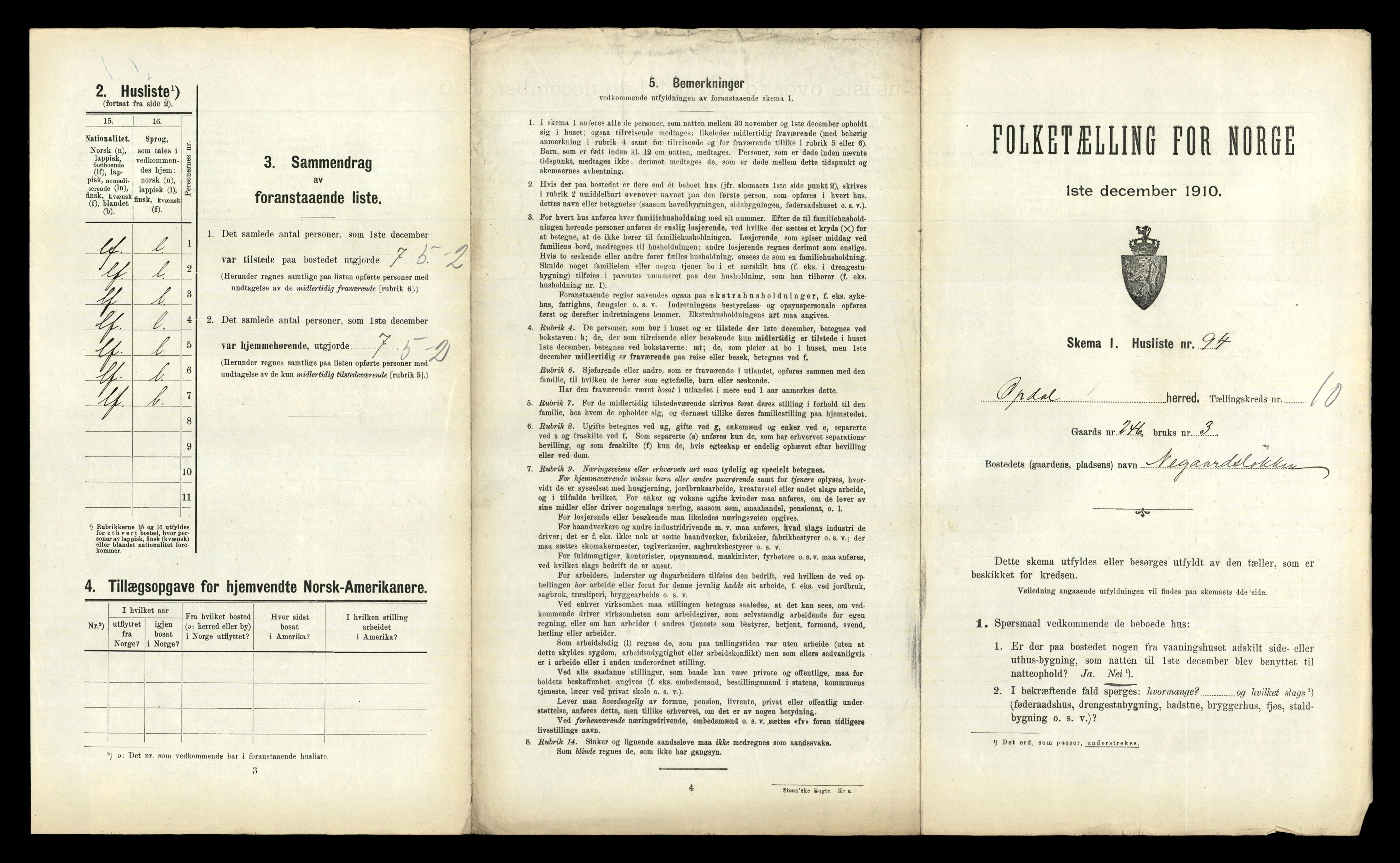 RA, 1910 census for Oppdal, 1910, p. 1223