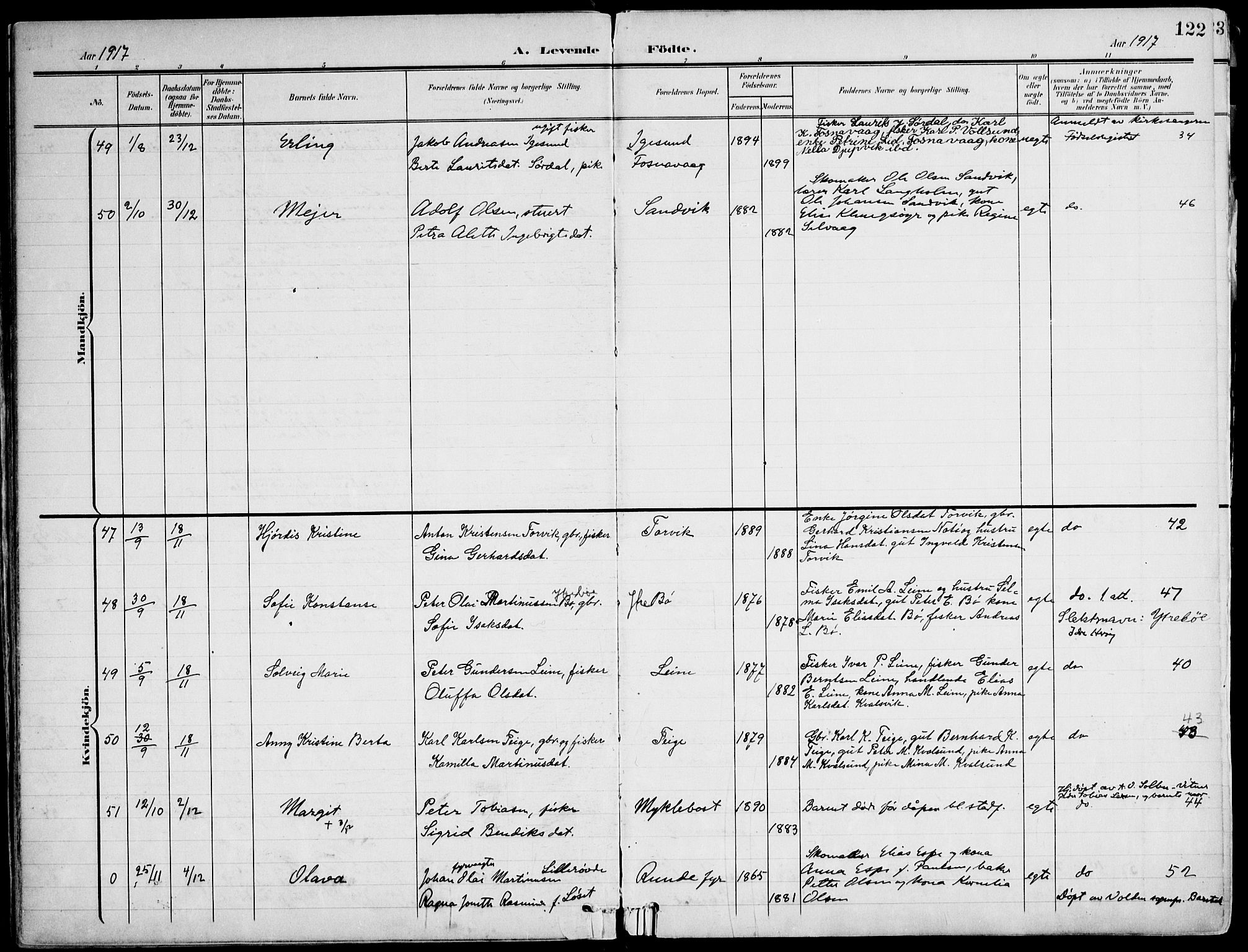 Ministerialprotokoller, klokkerbøker og fødselsregistre - Møre og Romsdal, AV/SAT-A-1454/507/L0075: Parish register (official) no. 507A10, 1901-1920, p. 122