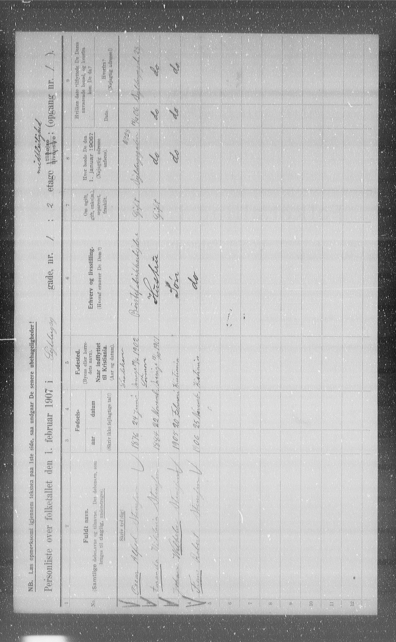 OBA, Municipal Census 1907 for Kristiania, 1907, p. 47898