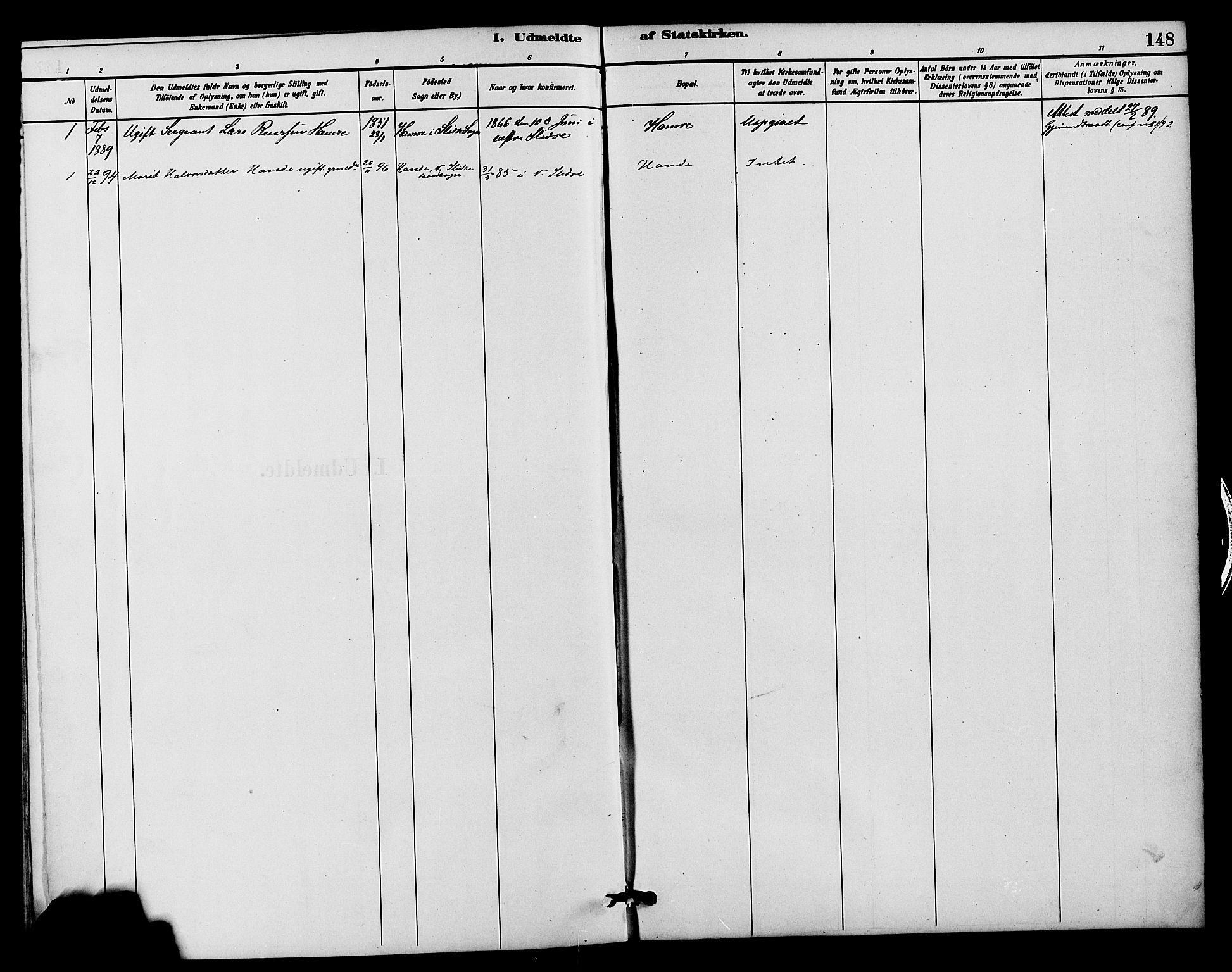 Vestre Slidre prestekontor, SAH/PREST-136/H/Ha/Hab/L0004: Parish register (copy) no. 4, 1881-1912, p. 148