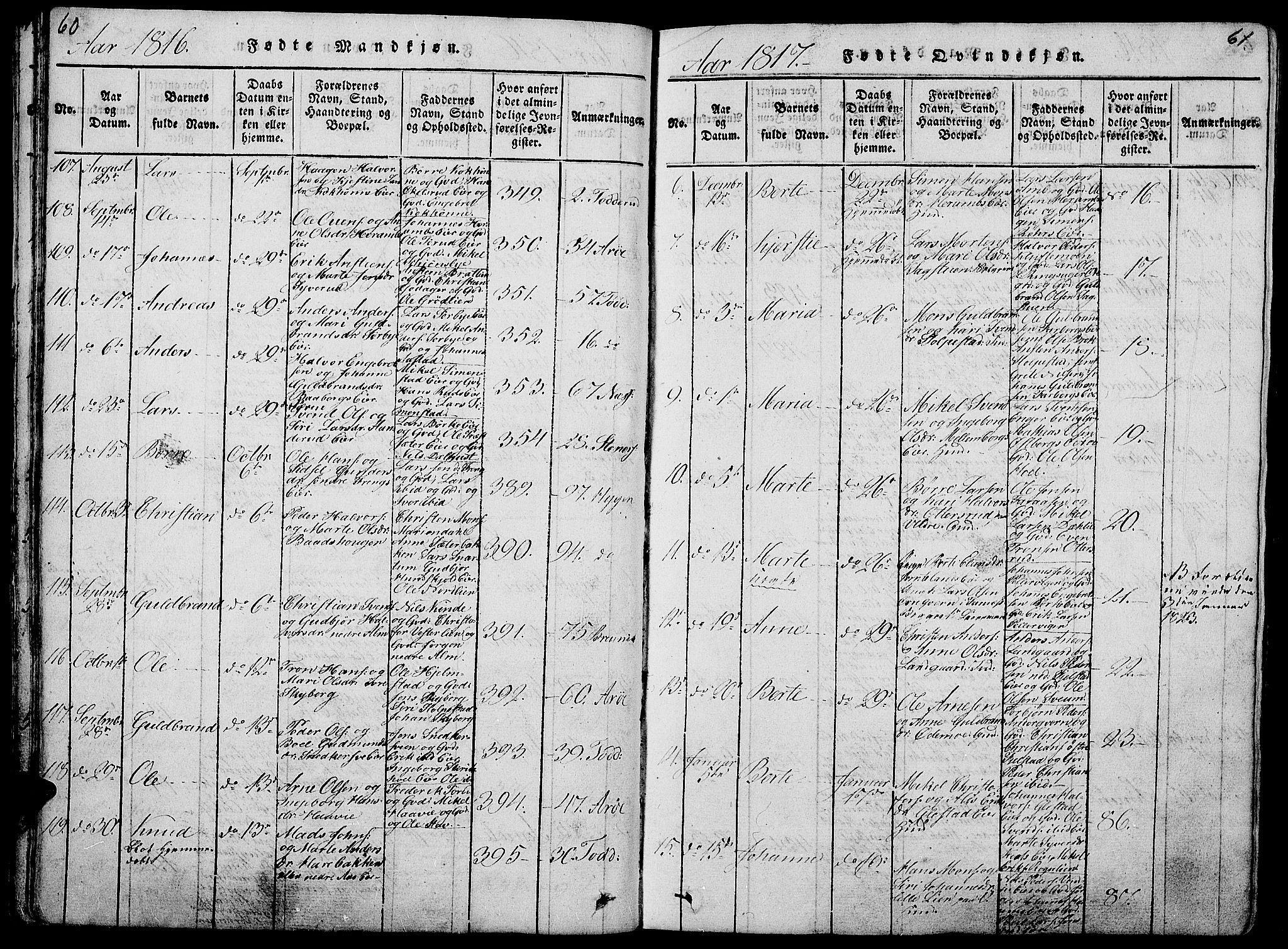 Ringsaker prestekontor, AV/SAH-PREST-014/L/La/L0001: Parish register (copy) no. 1, 1814-1826, p. 60-61