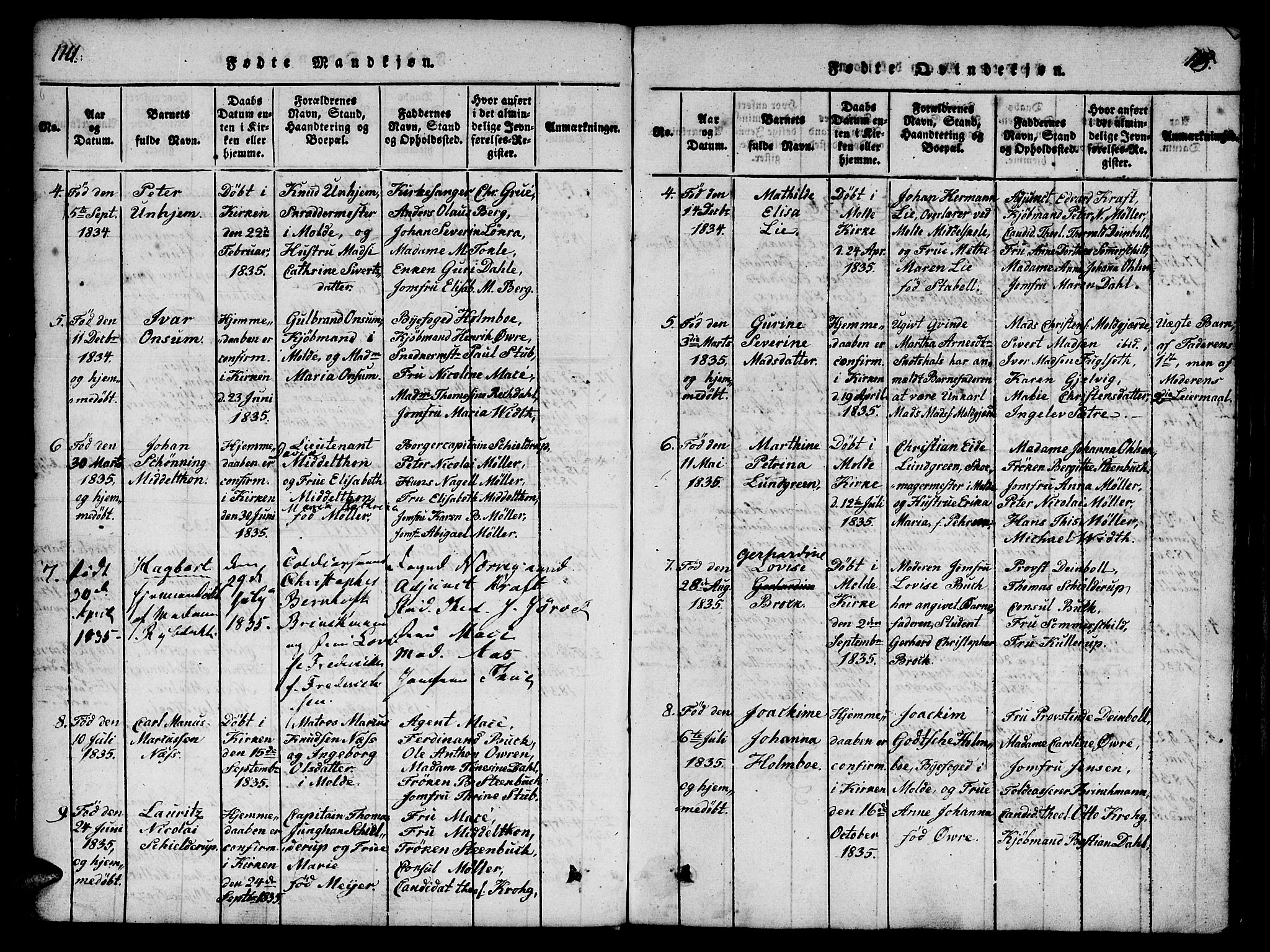 Ministerialprotokoller, klokkerbøker og fødselsregistre - Møre og Romsdal, SAT/A-1454/558/L0688: Parish register (official) no. 558A02, 1818-1843, p. 114-115