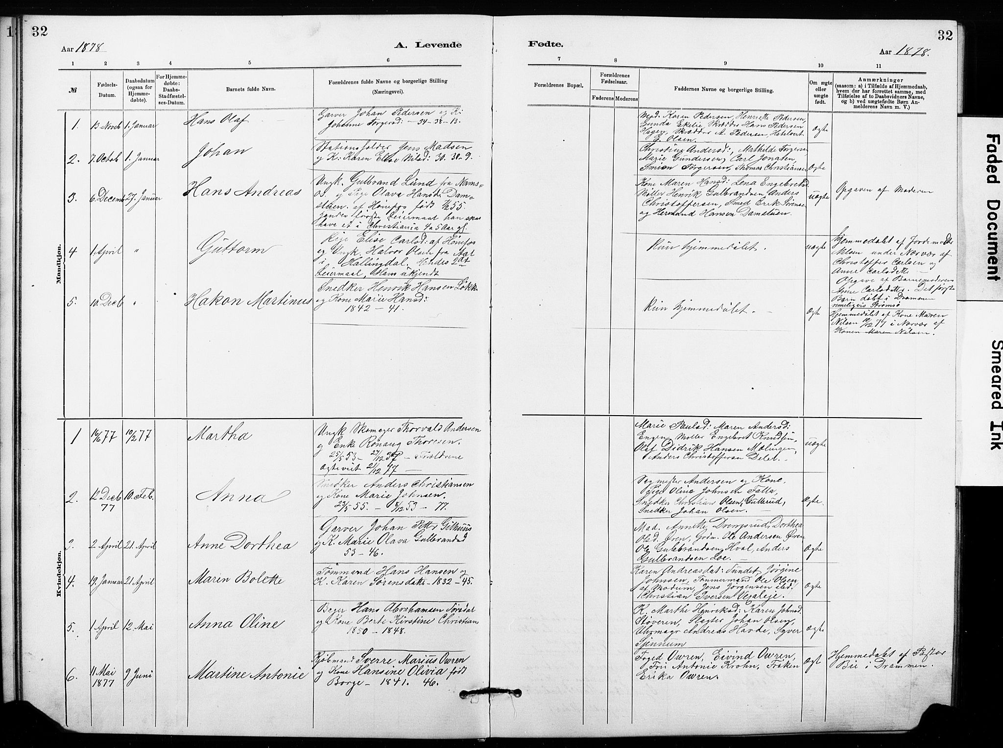 Hønefoss kirkebøker, AV/SAKO-A-609/G/Ga/L0001: Parish register (copy) no. 1, 1870-1887, p. 32