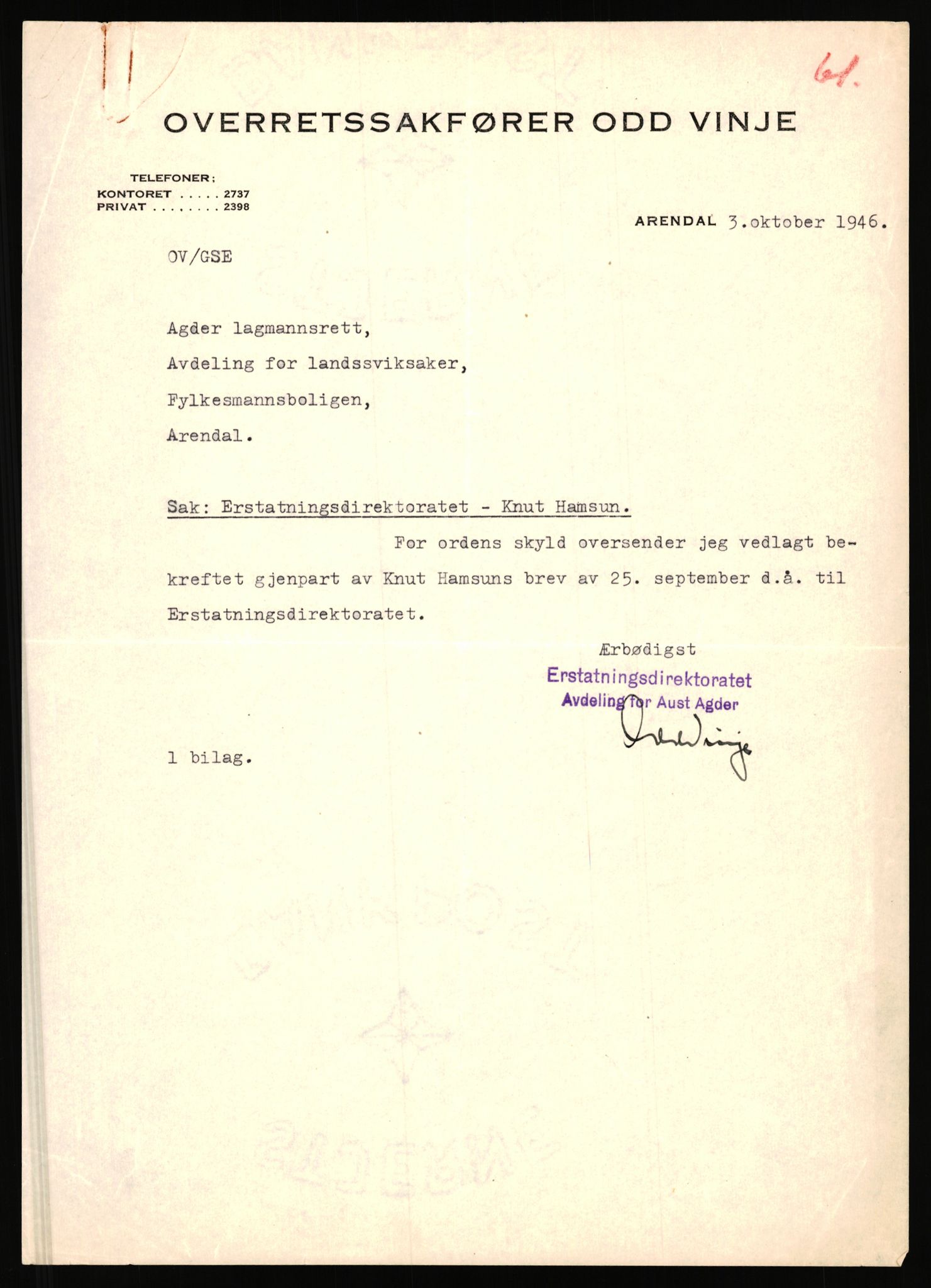 Landssvikarkivet, Arendal politikammer, RA/S-3138-25/D/Dc/L0029: Anr. 192/45, 1945-1951, p. 648