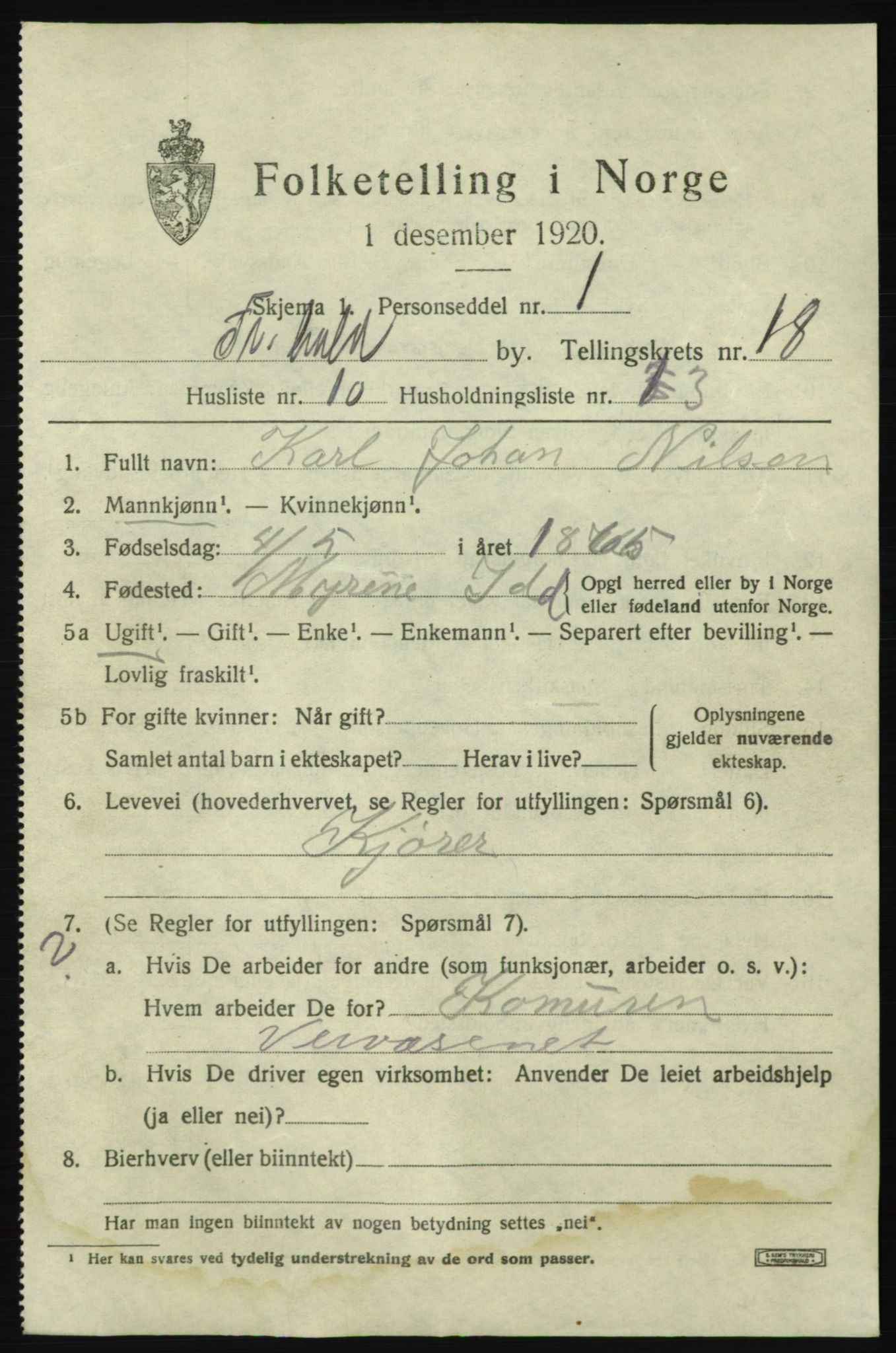 SAO, 1920 census for Fredrikshald, 1920, p. 27321