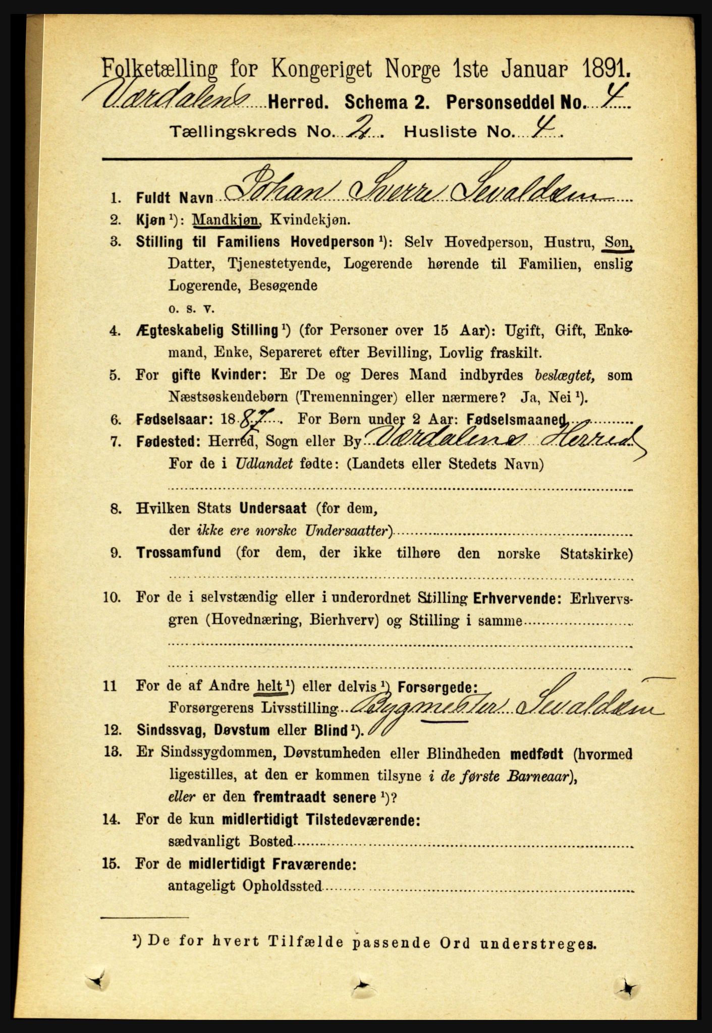 RA, 1891 census for 1721 Verdal, 1891, p. 804