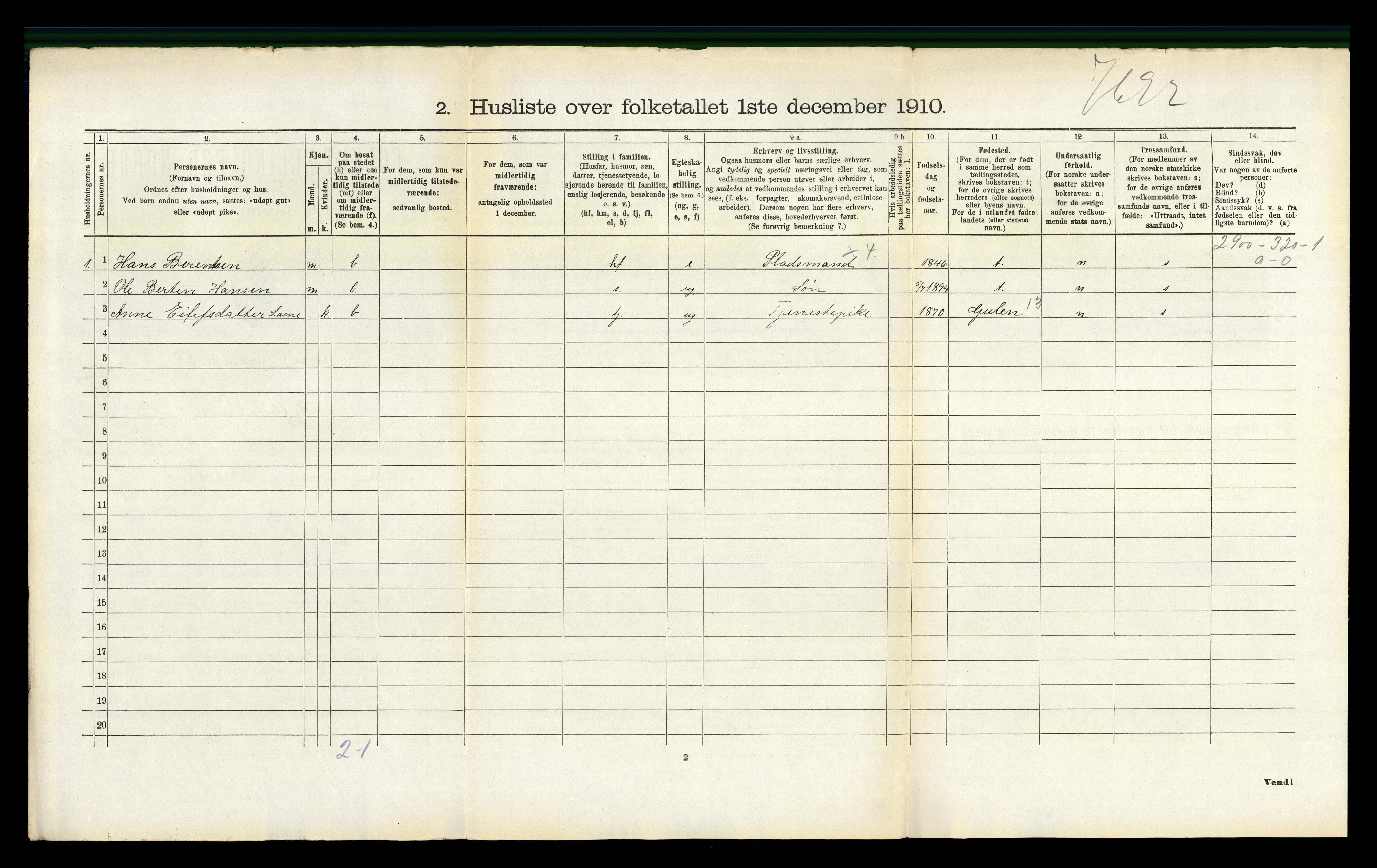 RA, 1910 census for Hyllestad, 1910, p. 382