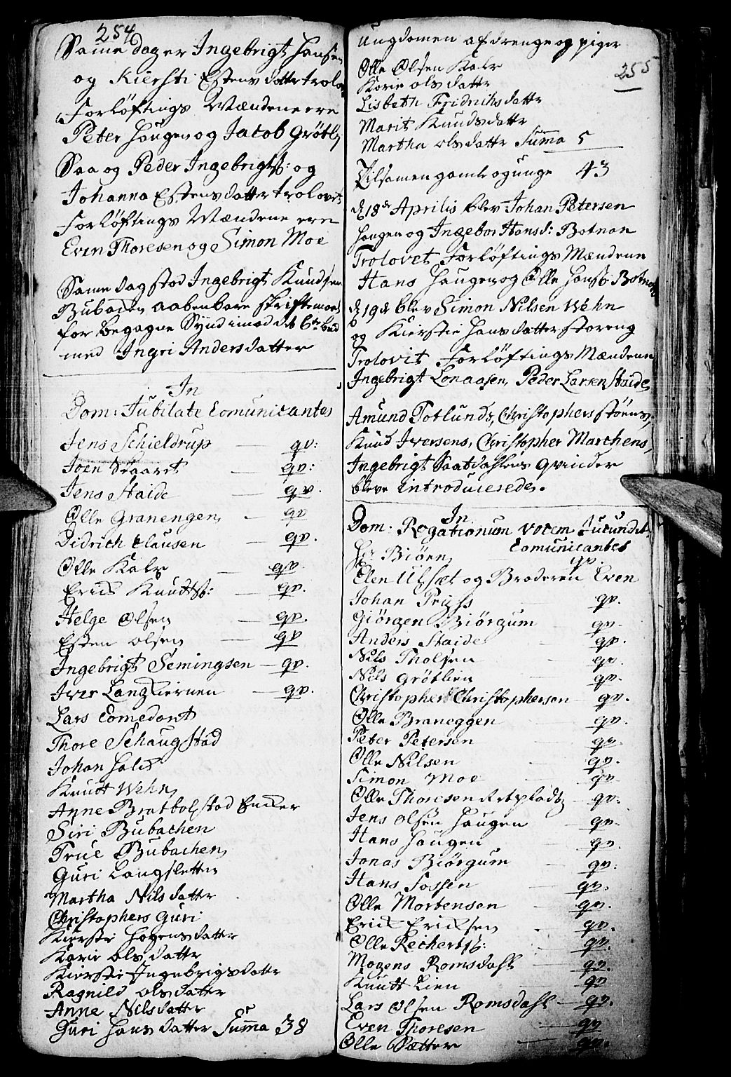 Kvikne prestekontor, SAH/PREST-064/H/Ha/Haa/L0001: Parish register (official) no. 1, 1740-1756, p. 254-255