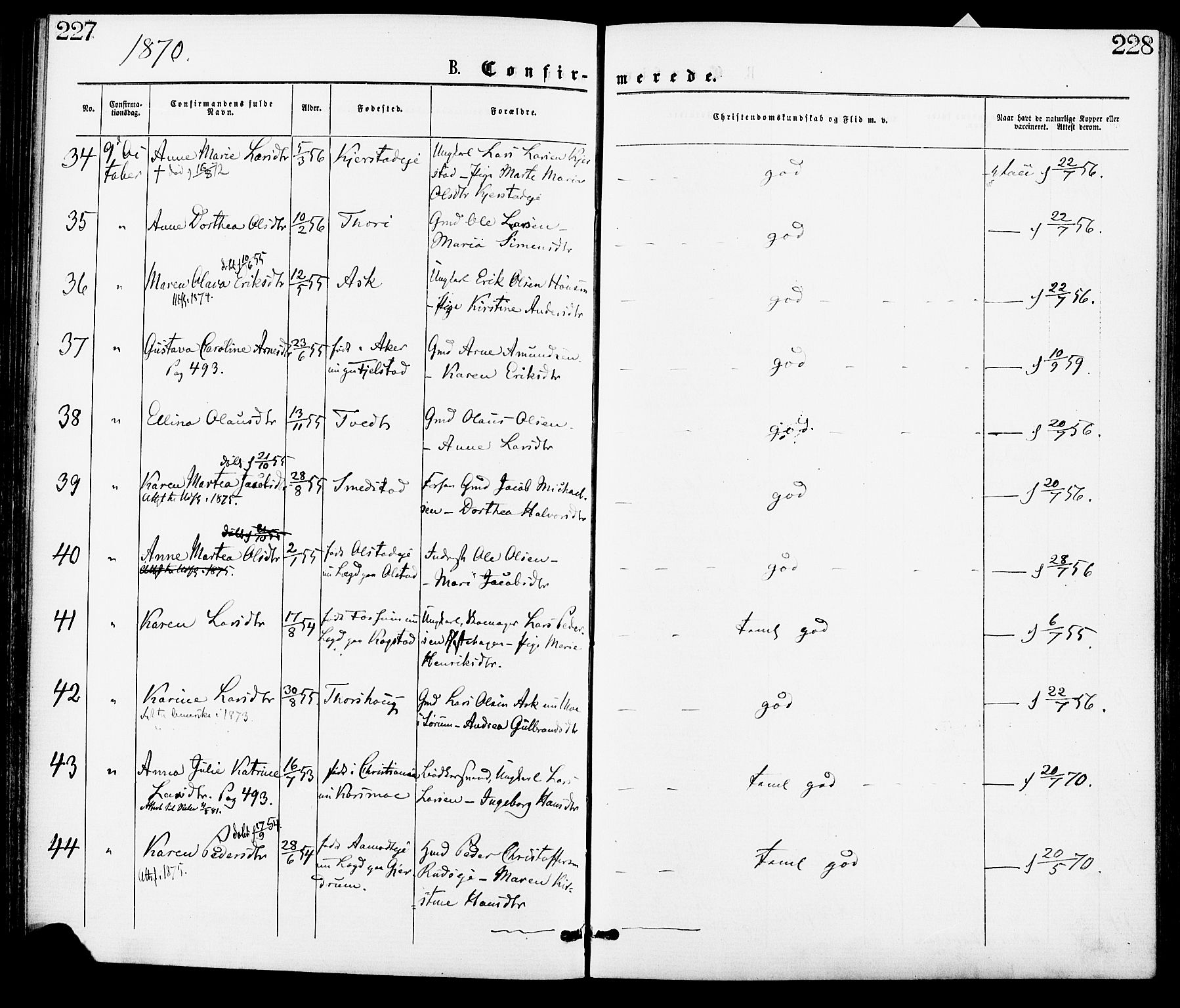 Gjerdrum prestekontor Kirkebøker, AV/SAO-A-10412b/F/Fa/L0008: Parish register (official) no. I 8, 1867-1880, p. 227-228