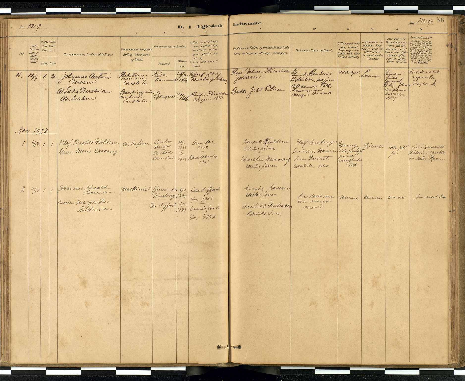 Den norske sjømannsmisjon i utlandet / Quebec (Canada) samt Pensacola--Savannah-Mobile-New Orleans-Gulfport (Gulfhamnene i USA), SAB/SAB/PA-0114/H/Ha/L0001: Parish register (official) no. A 1, 1887-1924, p. 55b-56a