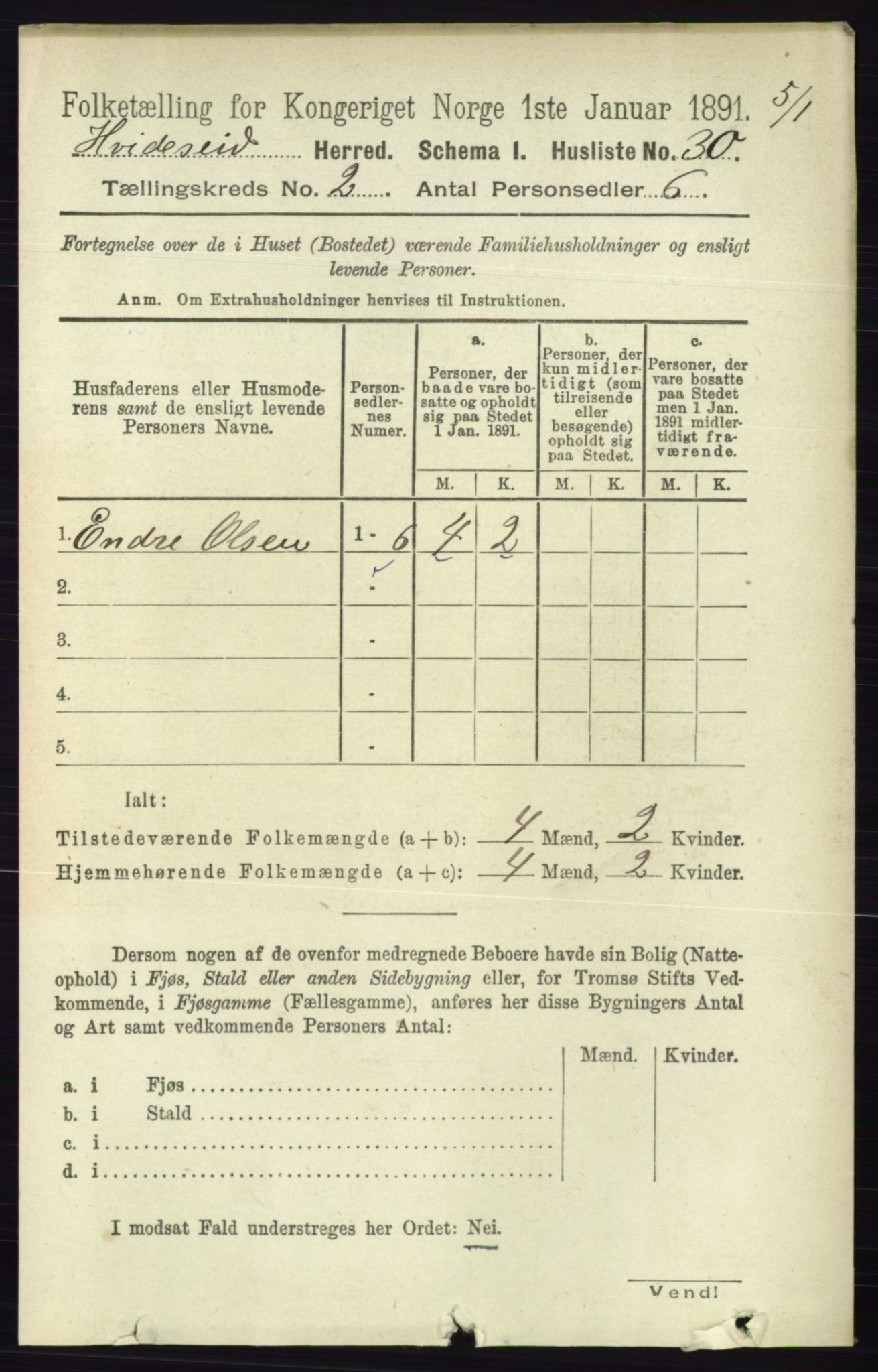 RA, 1891 census for 0829 Kviteseid, 1891, p. 289