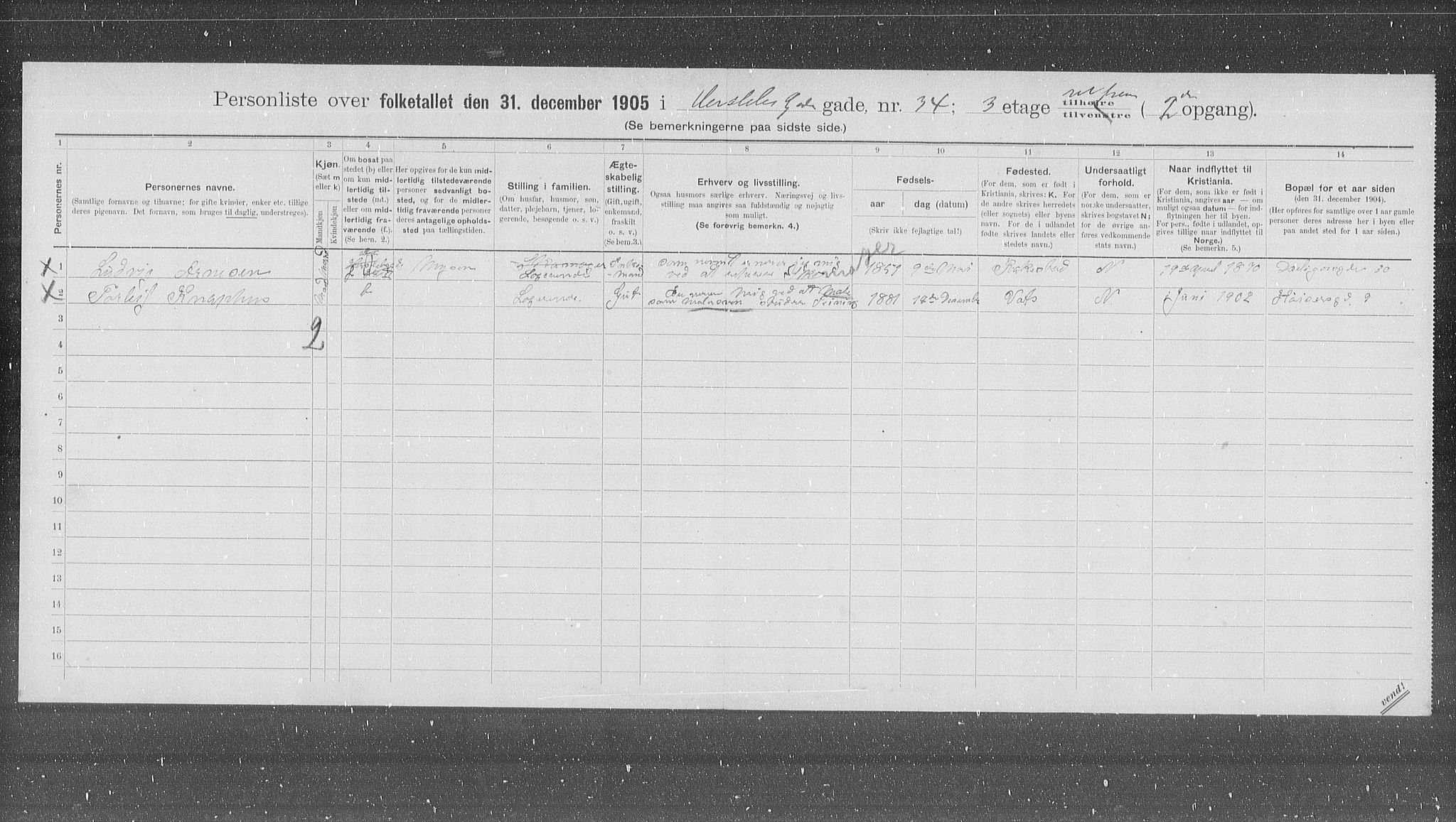 OBA, Municipal Census 1905 for Kristiania, 1905, p. 20671