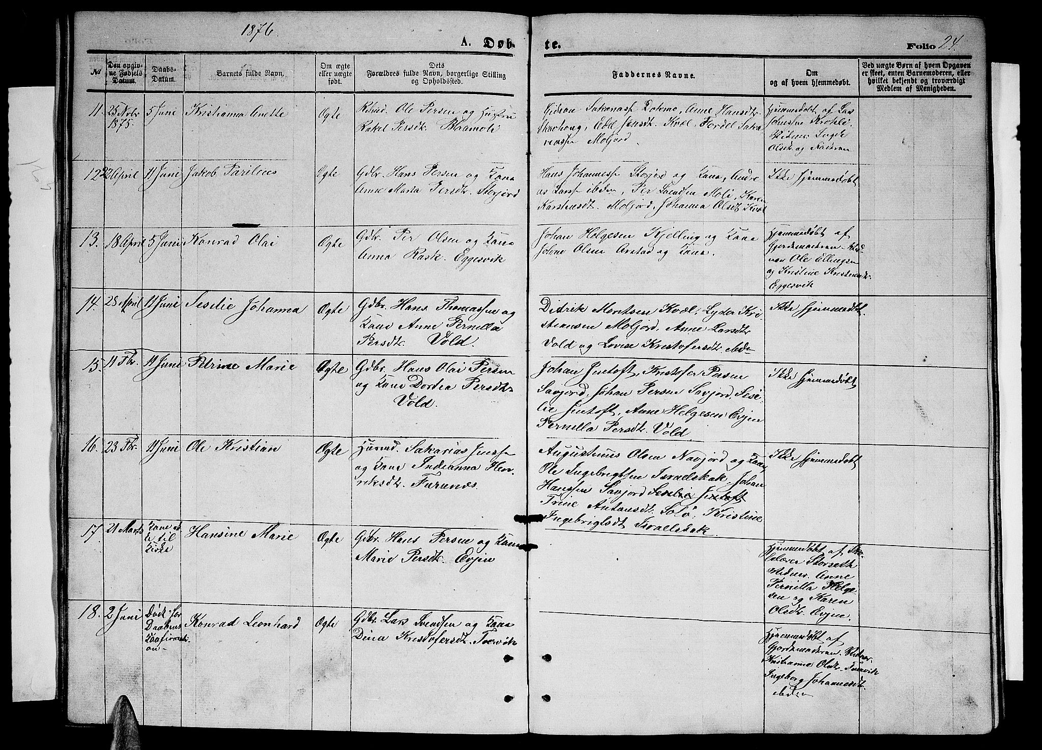 Ministerialprotokoller, klokkerbøker og fødselsregistre - Nordland, SAT/A-1459/846/L0653: Parish register (copy) no. 846C03, 1872-1887, p. 24