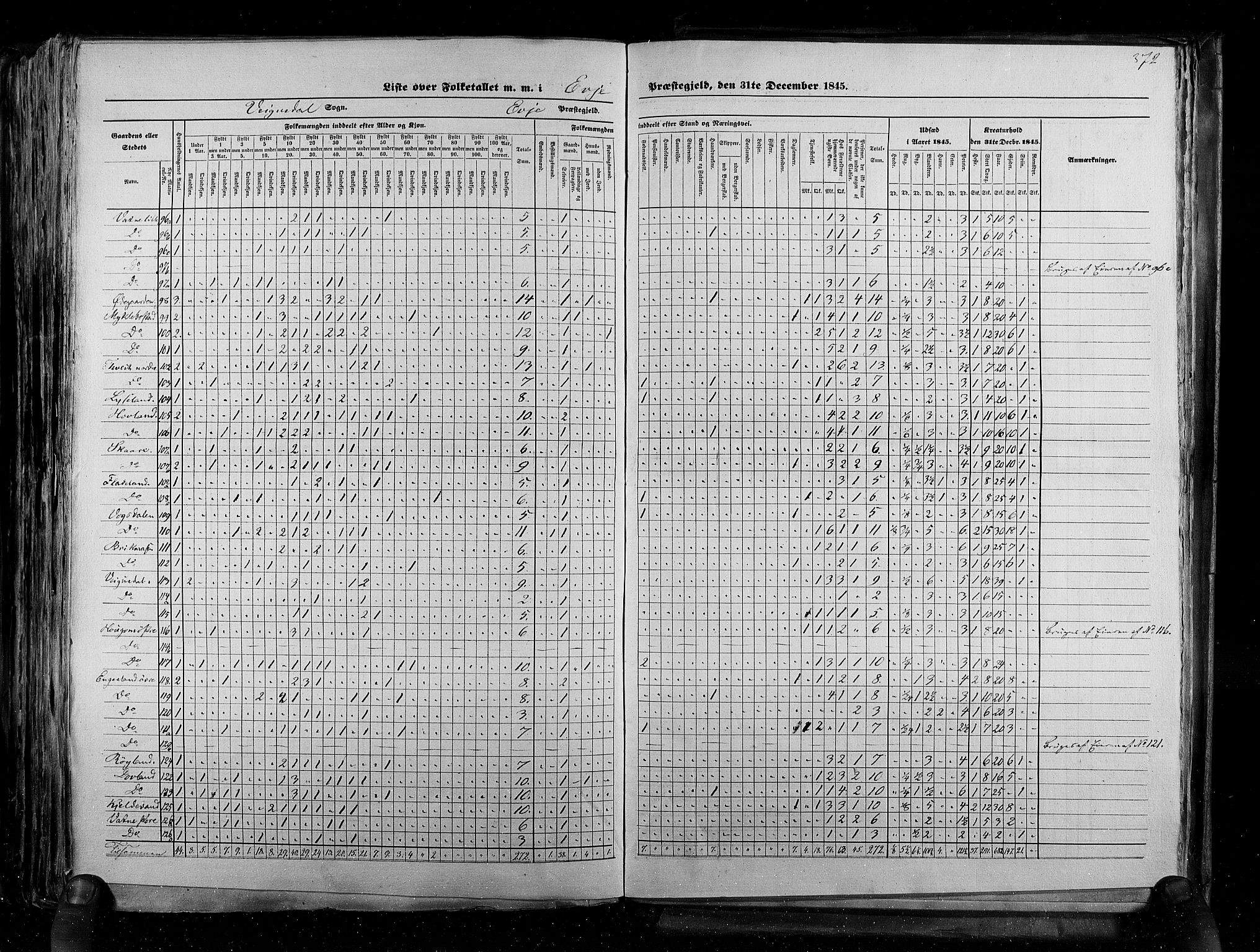 RA, Census 1845, vol. 5: Bratsberg amt og Nedenes og Råbyggelaget amt, 1845, p. 372