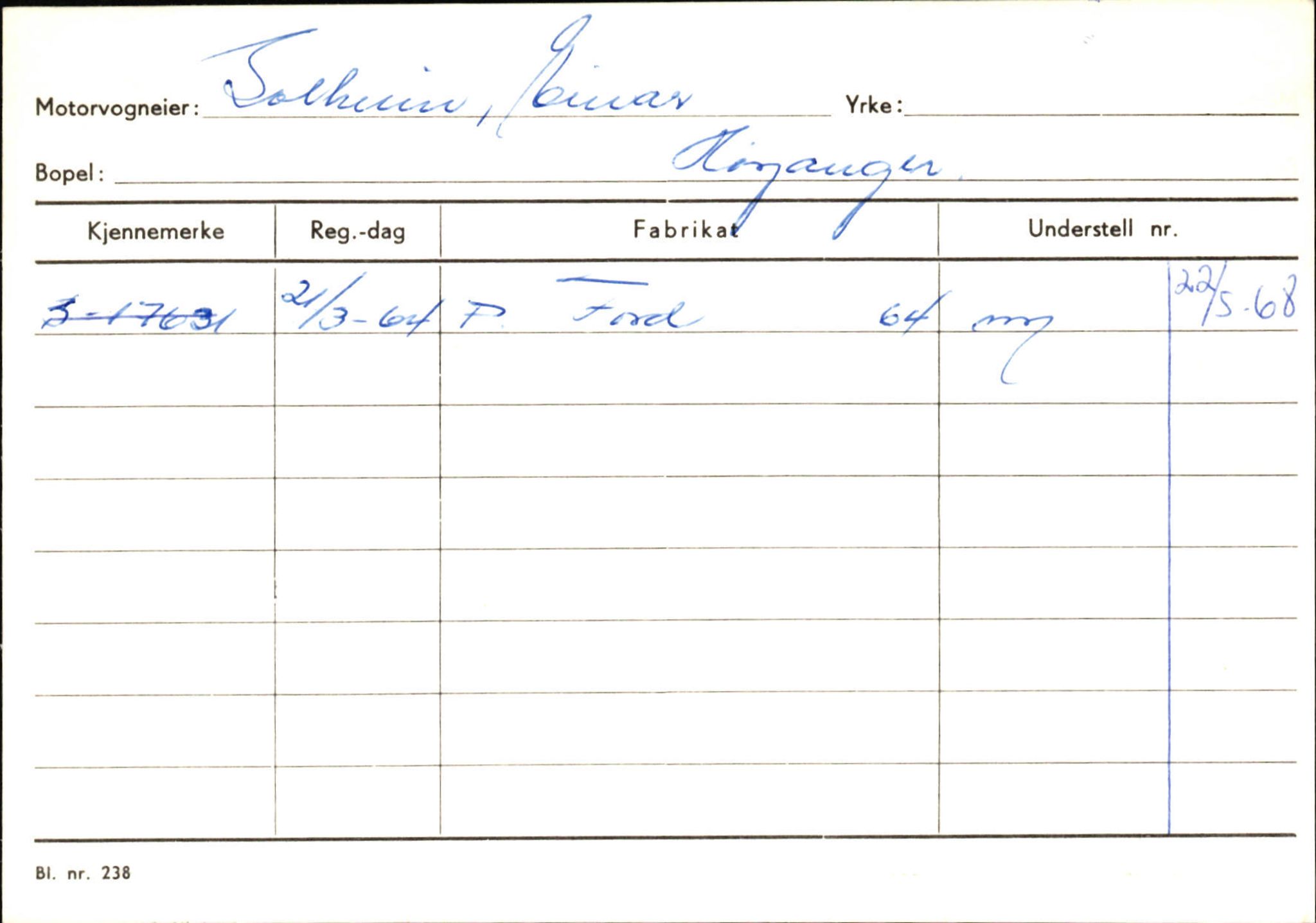 Statens vegvesen, Sogn og Fjordane vegkontor, AV/SAB-A-5301/4/F/L0131: Eigarregister Høyanger P-Å. Stryn S-Å, 1945-1975, p. 311