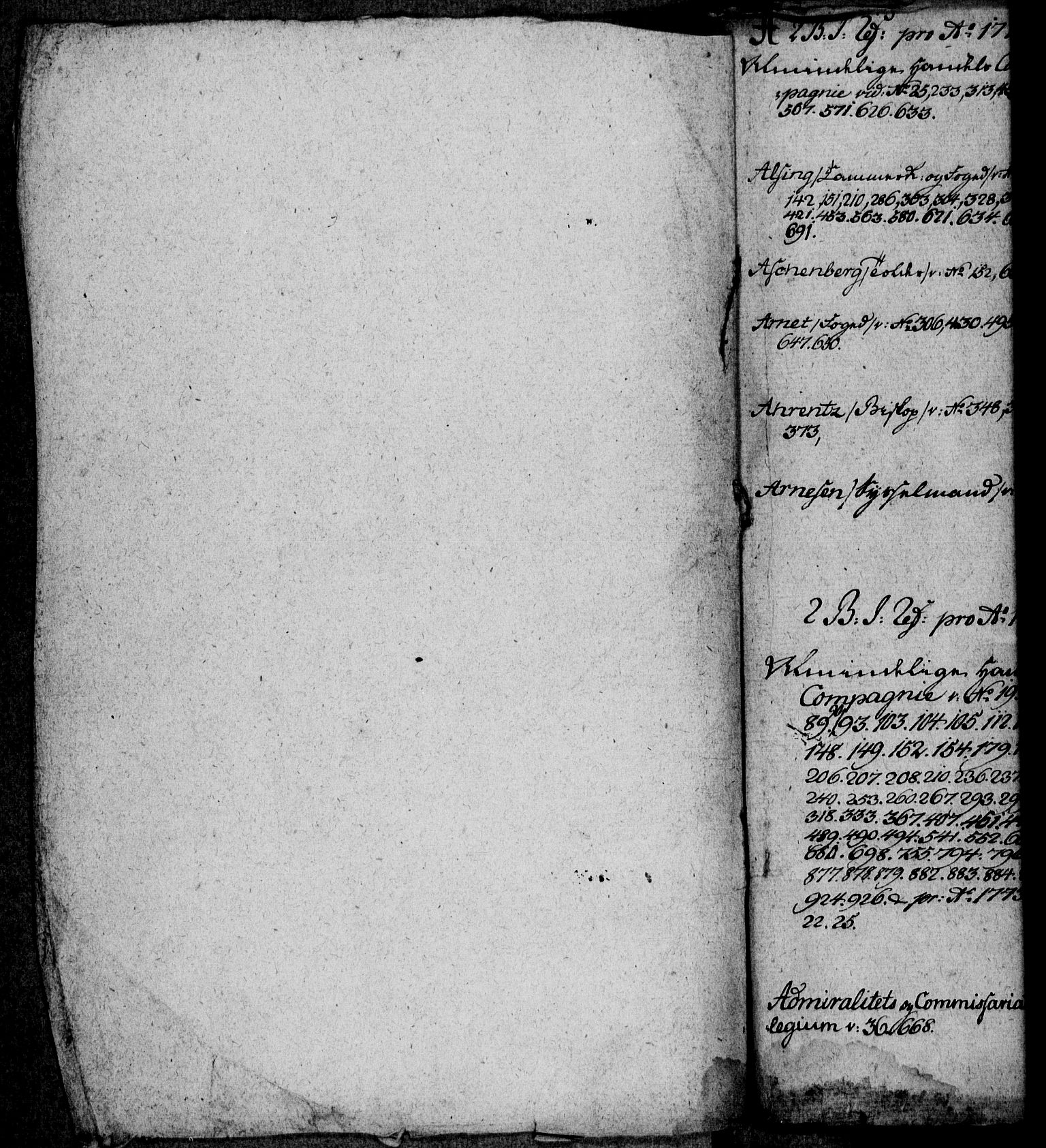 Rentekammeret, Kammerkanselliet, RA/EA-3111/G/Gi/Gia/L0012: Register til Index referendorum for Norske Kammers 2. byrå (merket RK 55.15), 1771-1773, p. 3