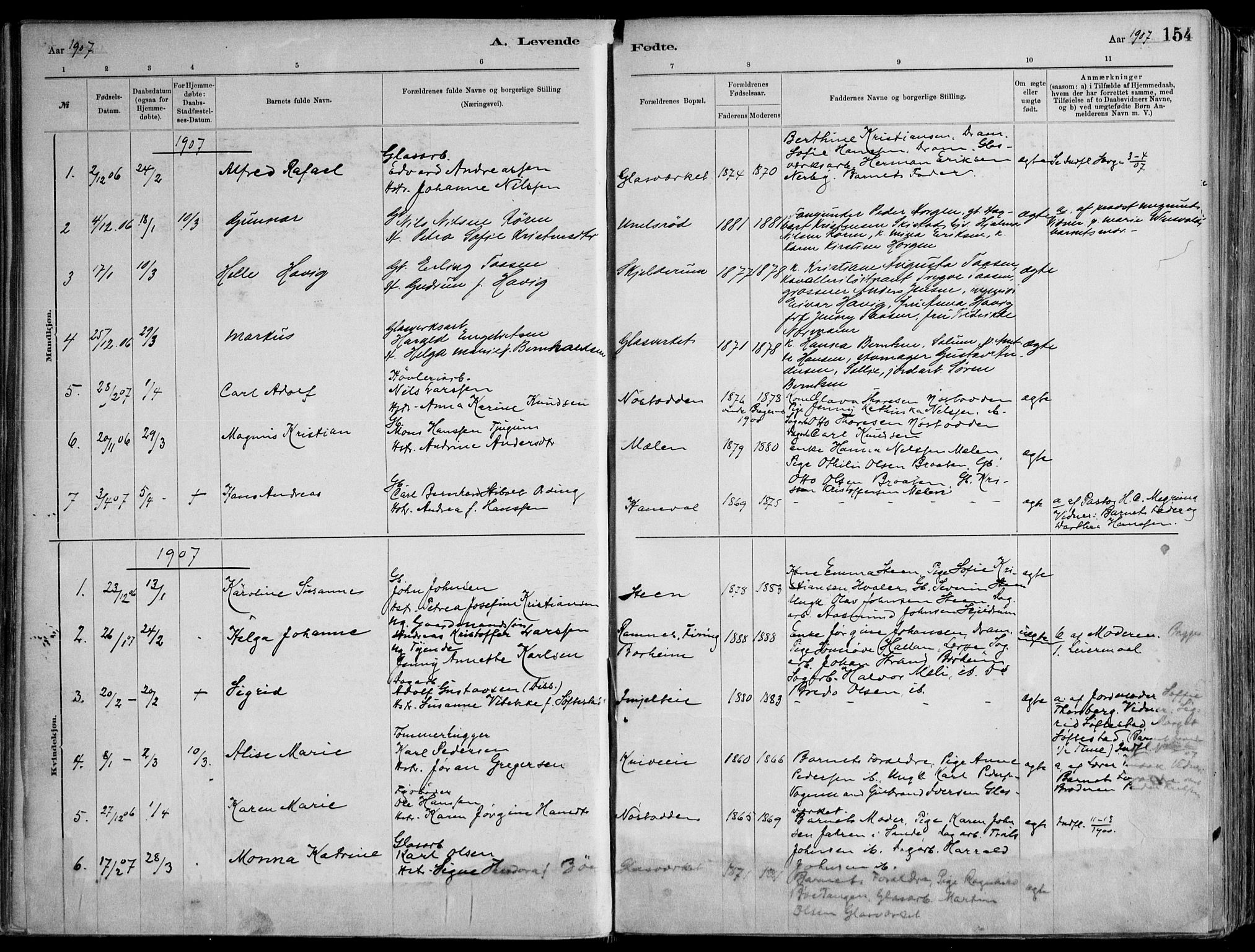 Skoger kirkebøker, AV/SAKO-A-59/F/Fa/L0006: Parish register (official) no. I 6, 1885-1910, p. 154