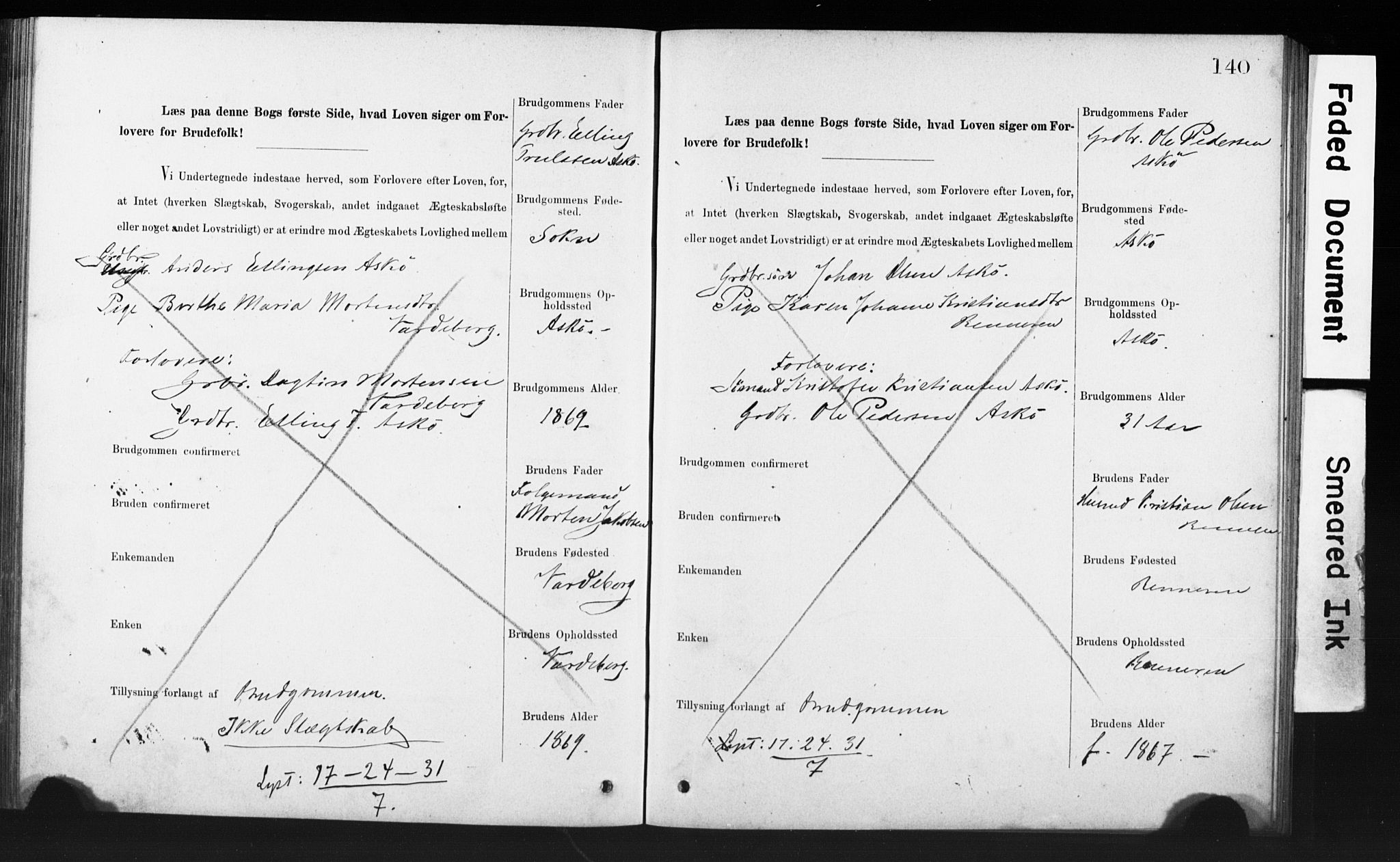 Rennesøy sokneprestkontor, SAST/A -101827/I/Ie/L0001: Banns register no. 1, 1873-1898, p. 140