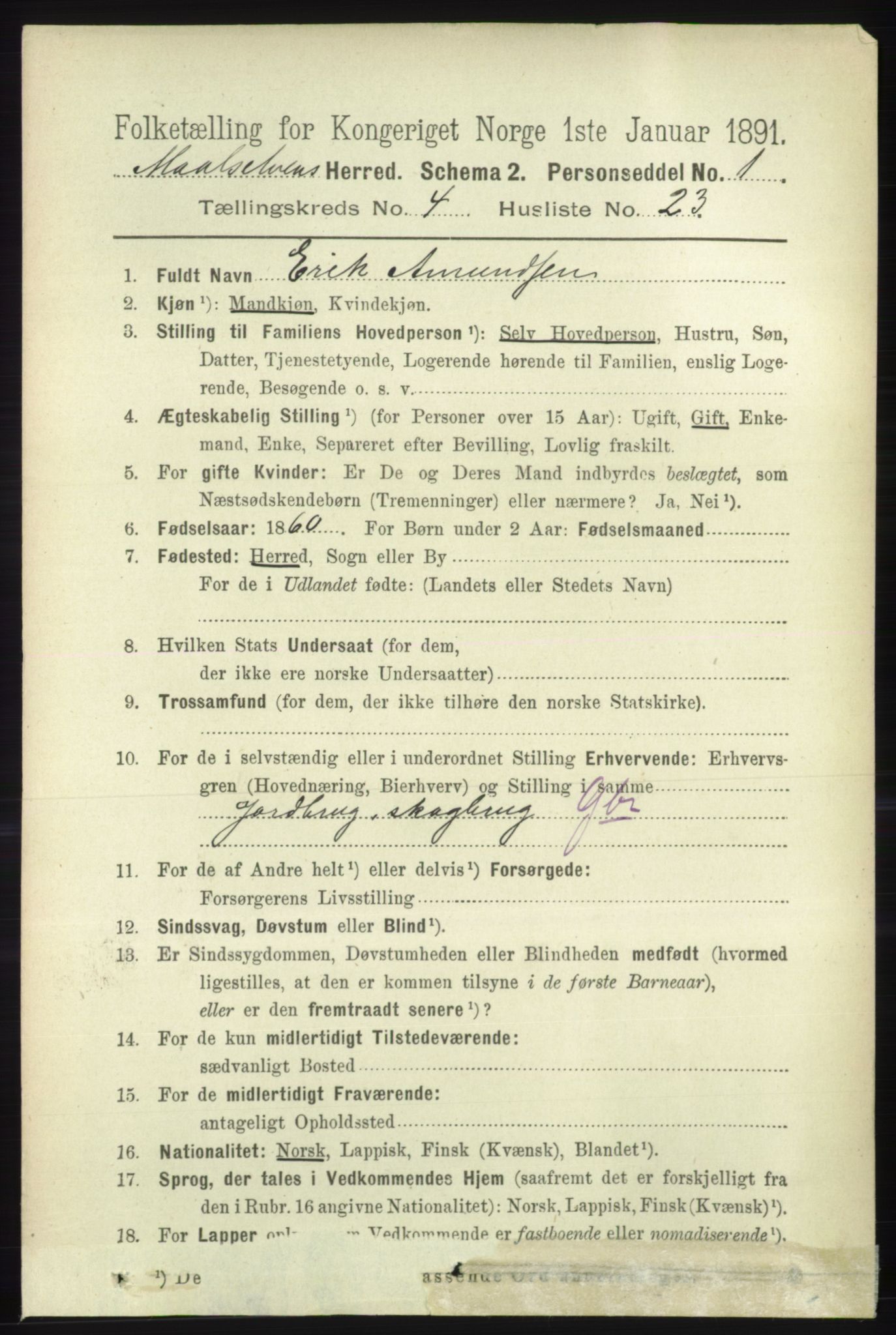 RA, 1891 census for 1924 Målselv, 1891, p. 1237