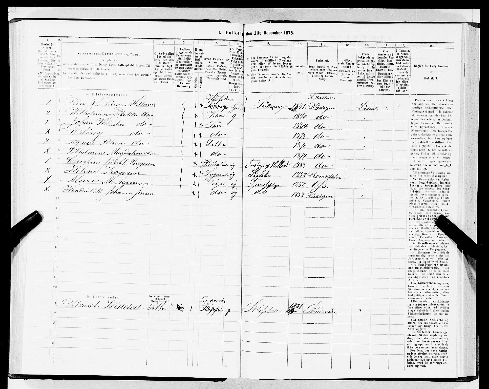 SAB, 1875 census for 1301 Bergen, 1875, p. 1672