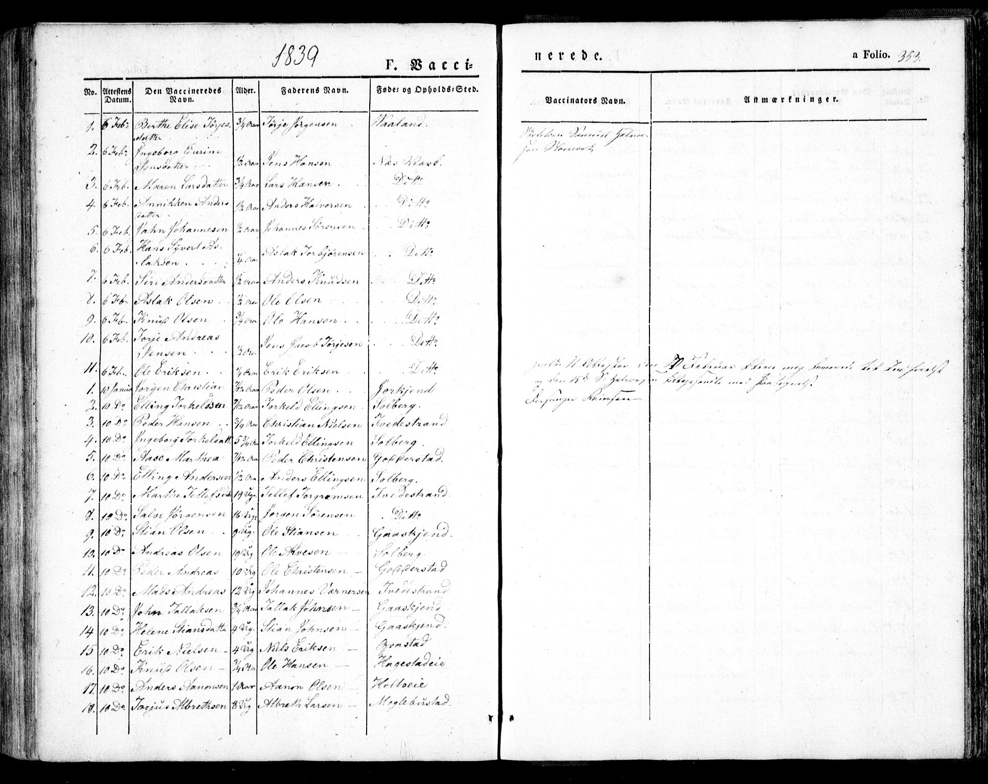 Holt sokneprestkontor, AV/SAK-1111-0021/F/Fa/L0007: Parish register (official) no. A 7, 1836-1848, p. 353