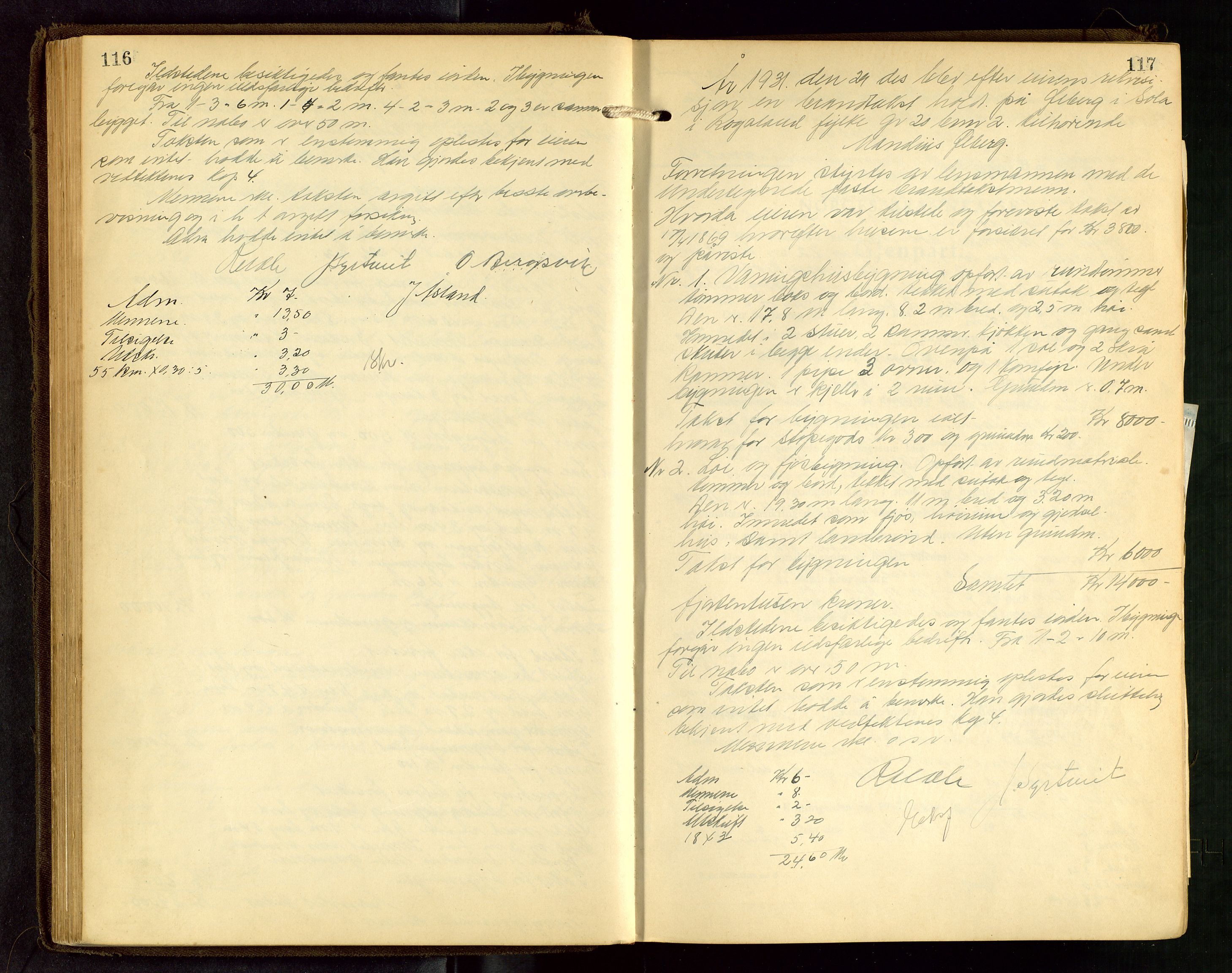 Håland lensmannskontor, AV/SAST-A-100100/Go/L0005: "Brandtakstprotokoll"  Register i boken., 1929-1948, p. 116-117