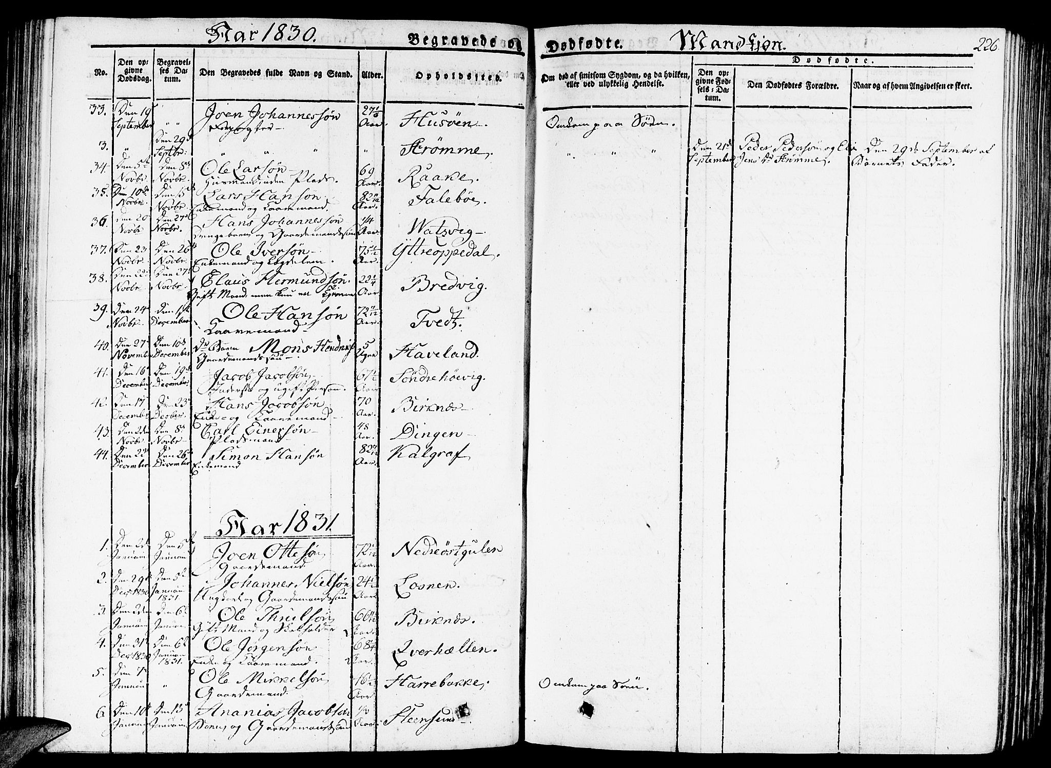 Gulen sokneprestembete, AV/SAB-A-80201/H/Haa/Haaa/L0019: Parish register (official) no. A 19, 1826-1836, p. 226