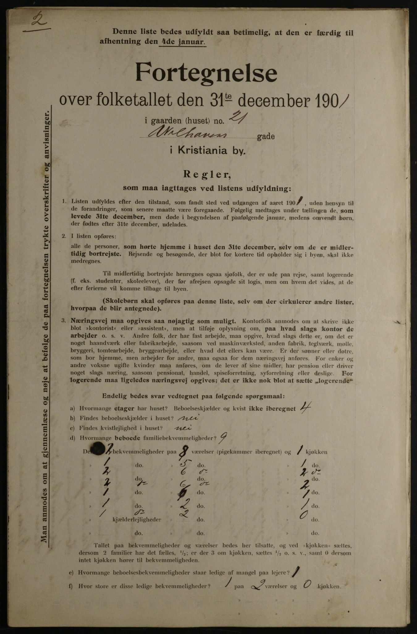 OBA, Municipal Census 1901 for Kristiania, 1901, p. 19434