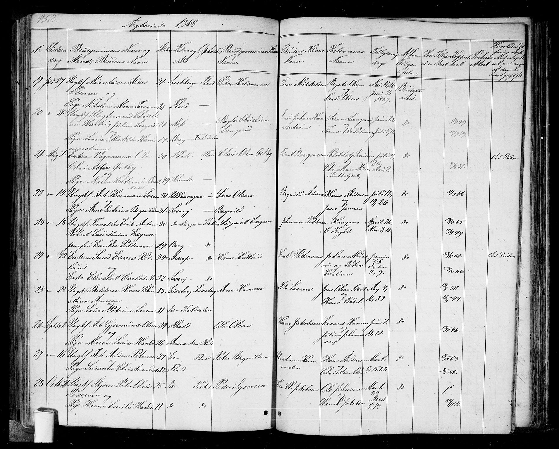 Halden prestekontor Kirkebøker, SAO/A-10909/G/Ga/L0005b: Parish register (copy) no. 5B, 1864-1868, p. 952