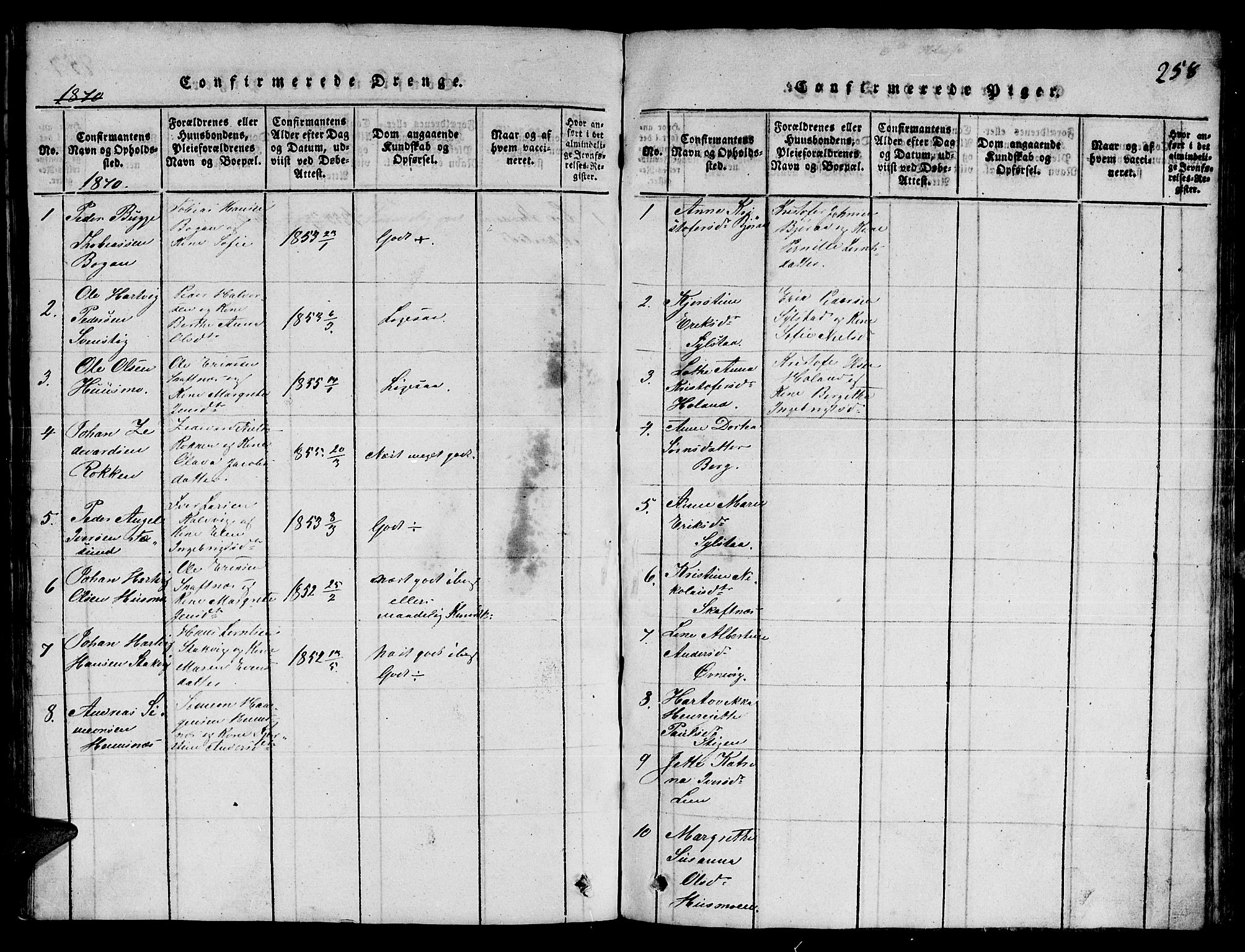 Ministerialprotokoller, klokkerbøker og fødselsregistre - Nord-Trøndelag, SAT/A-1458/780/L0648: Parish register (copy) no. 780C01 /3, 1815-1877, p. 258