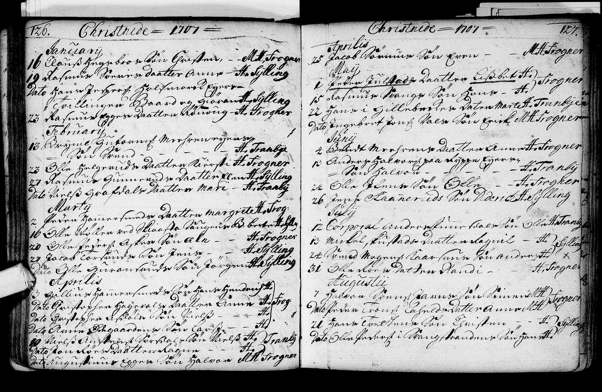 Lier kirkebøker, AV/SAKO-A-230/F/Fa/L0002: Parish register (official) no. I 2, 1701-1726, p. 126-127