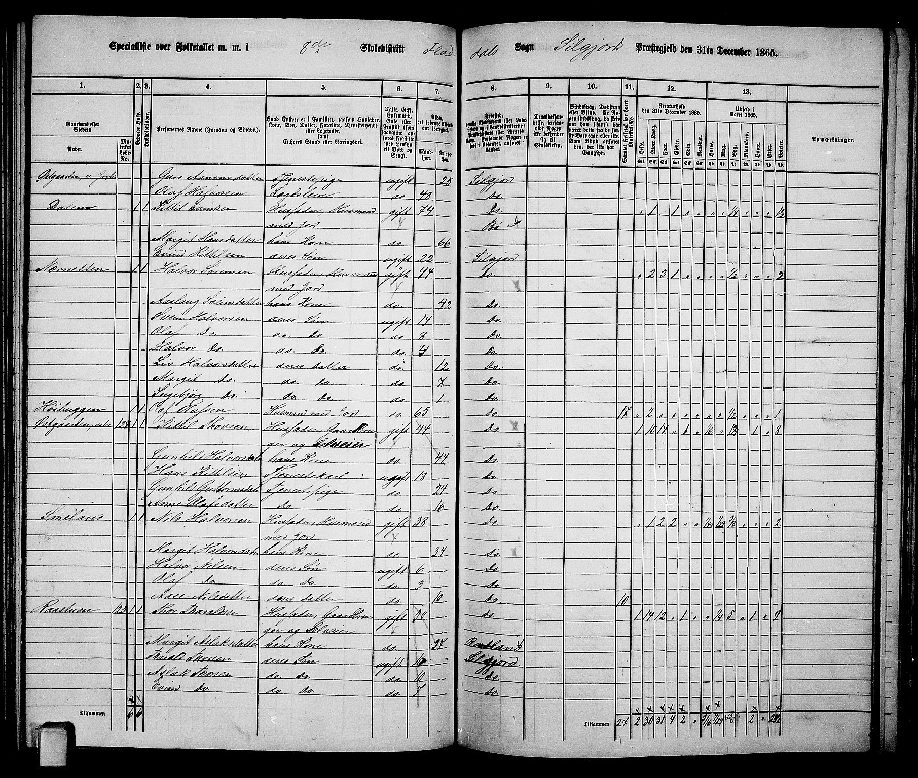 RA, 1865 census for Seljord, 1865, p. 114