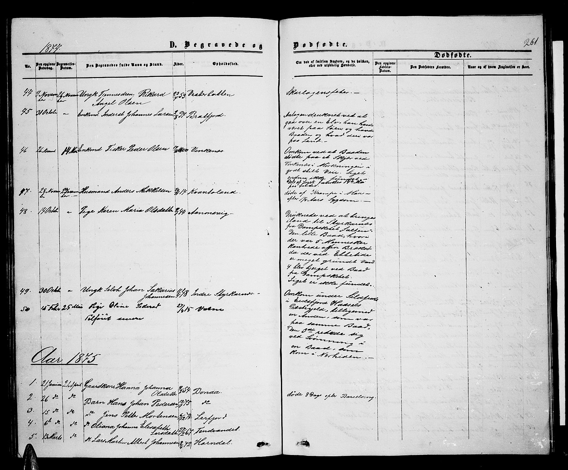 Ministerialprotokoller, klokkerbøker og fødselsregistre - Nordland, AV/SAT-A-1459/853/L0775: Parish register (copy) no. 853C03, 1859-1877, p. 261