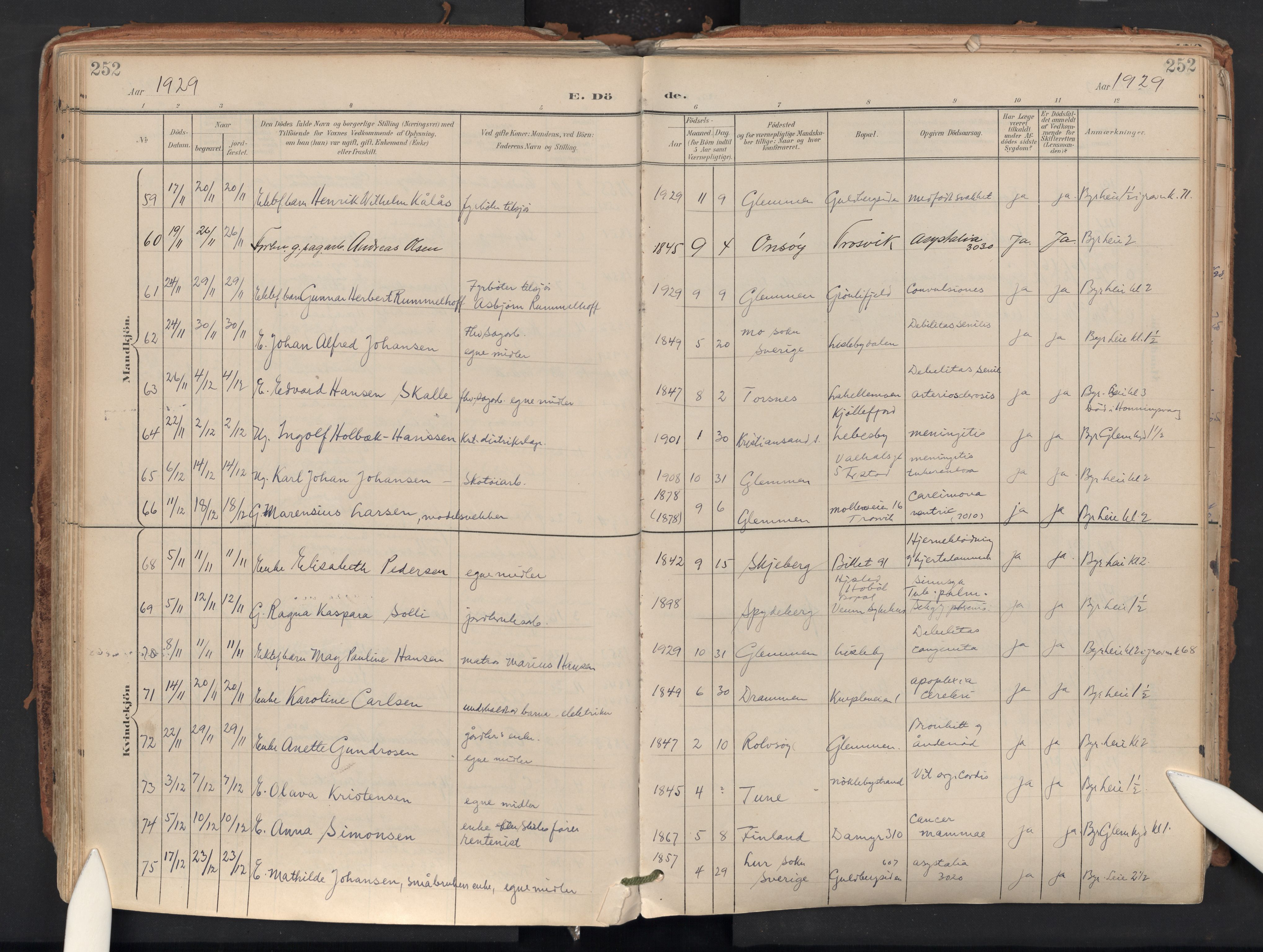 Glemmen prestekontor Kirkebøker, AV/SAO-A-10908/F/Fa/L0015: Parish register (official) no. 15, 1900-1956, p. 252