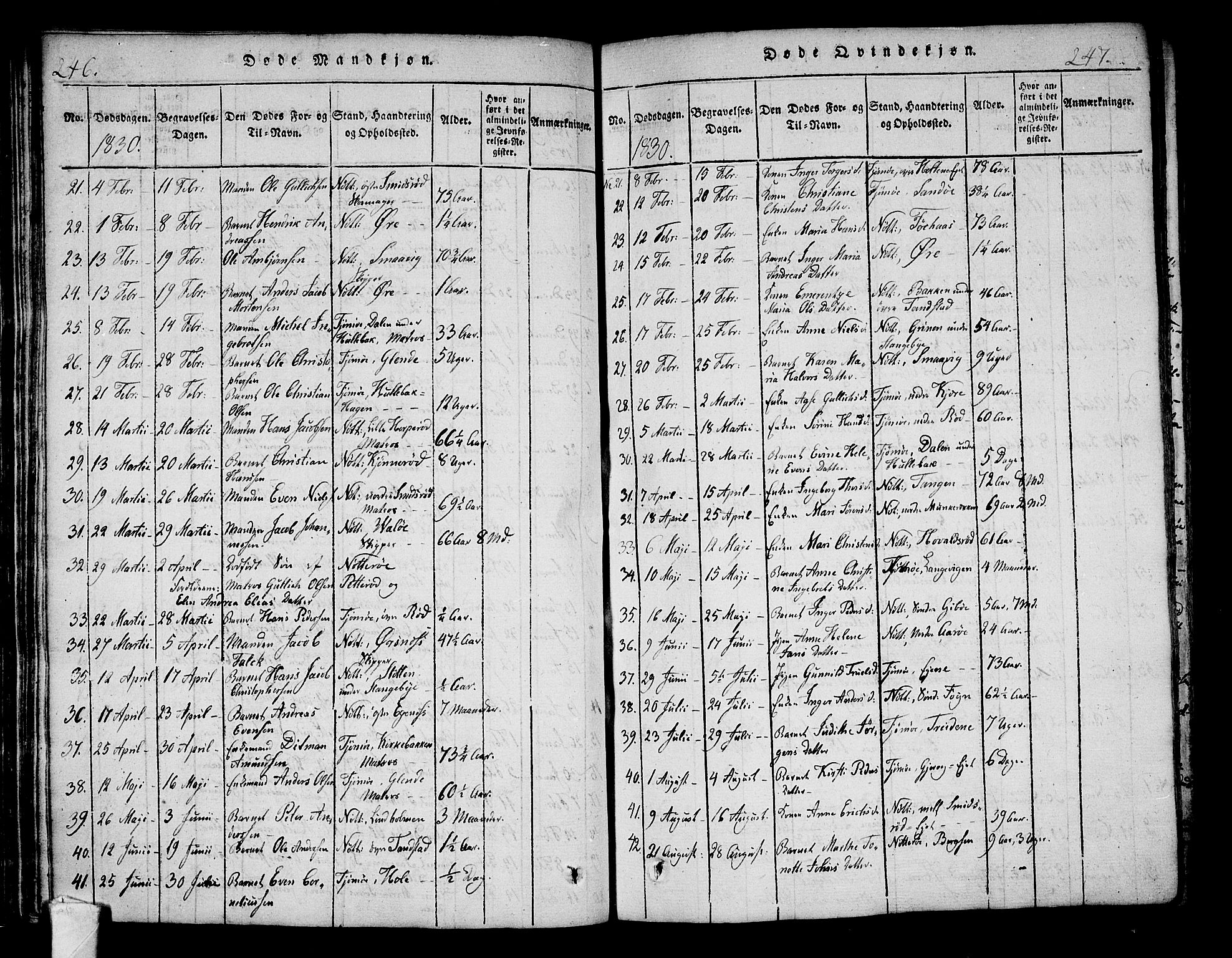 Nøtterøy kirkebøker, AV/SAKO-A-354/F/Fa/L0004: Parish register (official) no. I 4, 1814-1838, p. 246-247