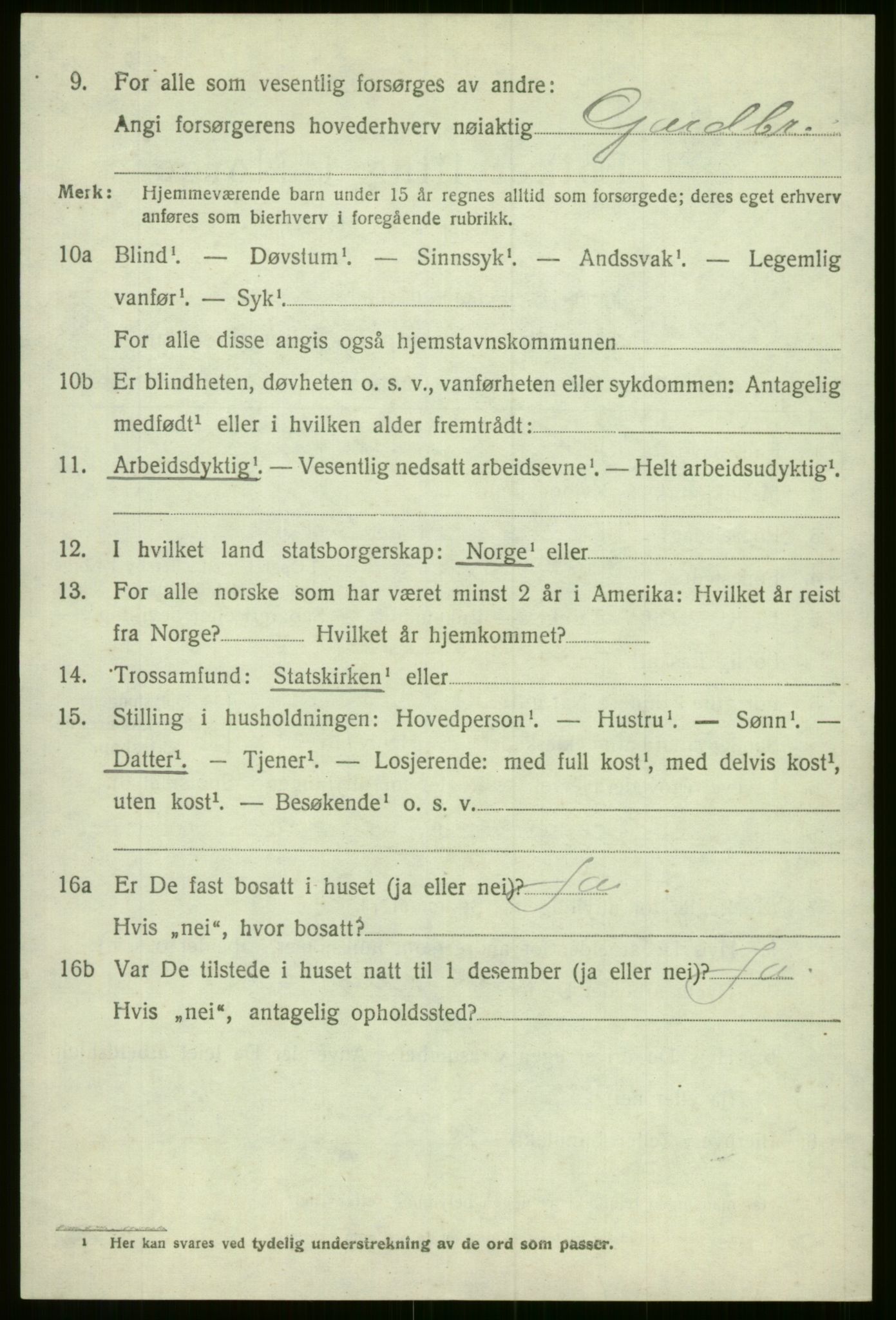 SAB, 1920 census for Evanger, 1920, p. 3656