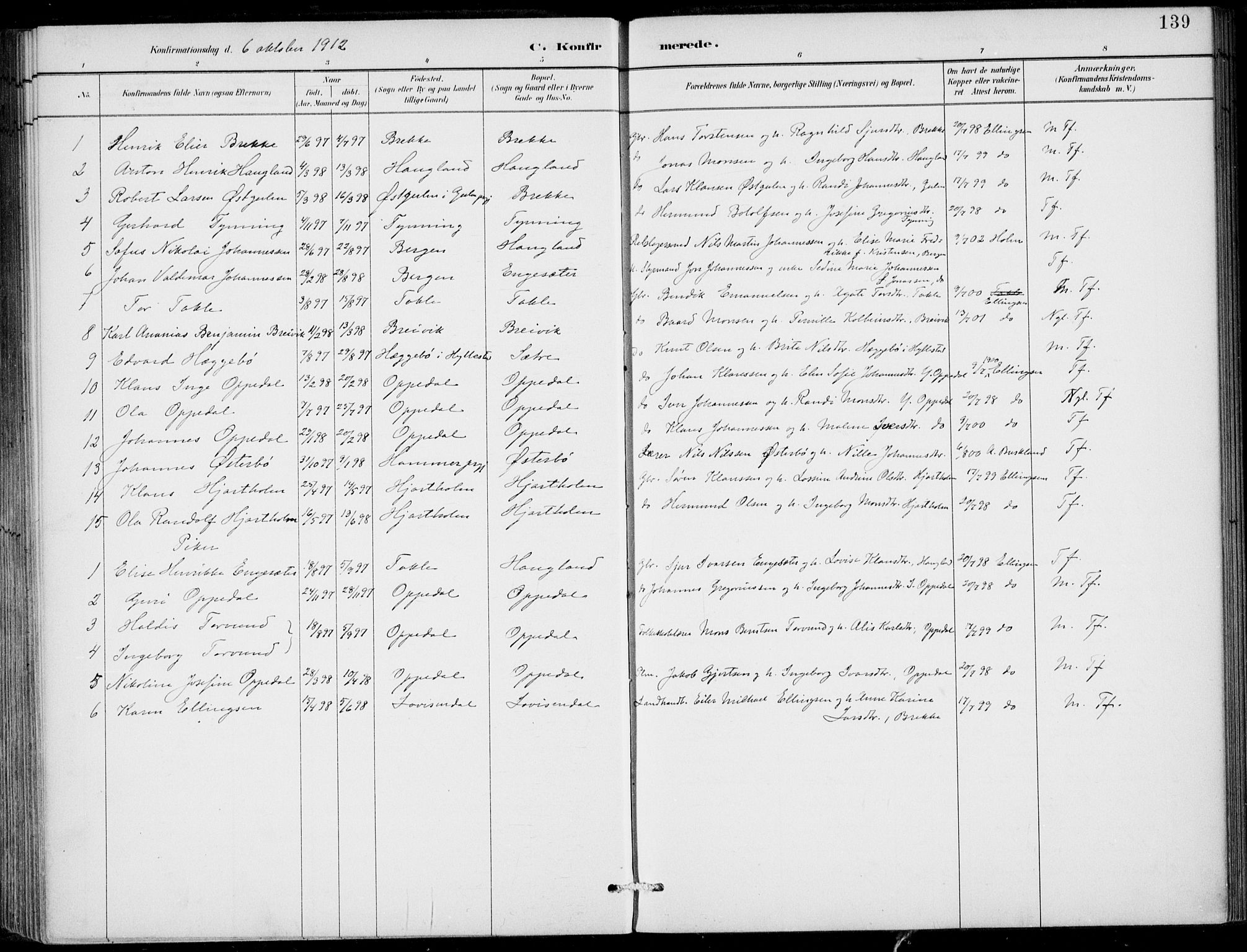 Gulen sokneprestembete, AV/SAB-A-80201/H/Haa/Haac/L0002: Parish register (official) no. C  2, 1882-1914, p. 139