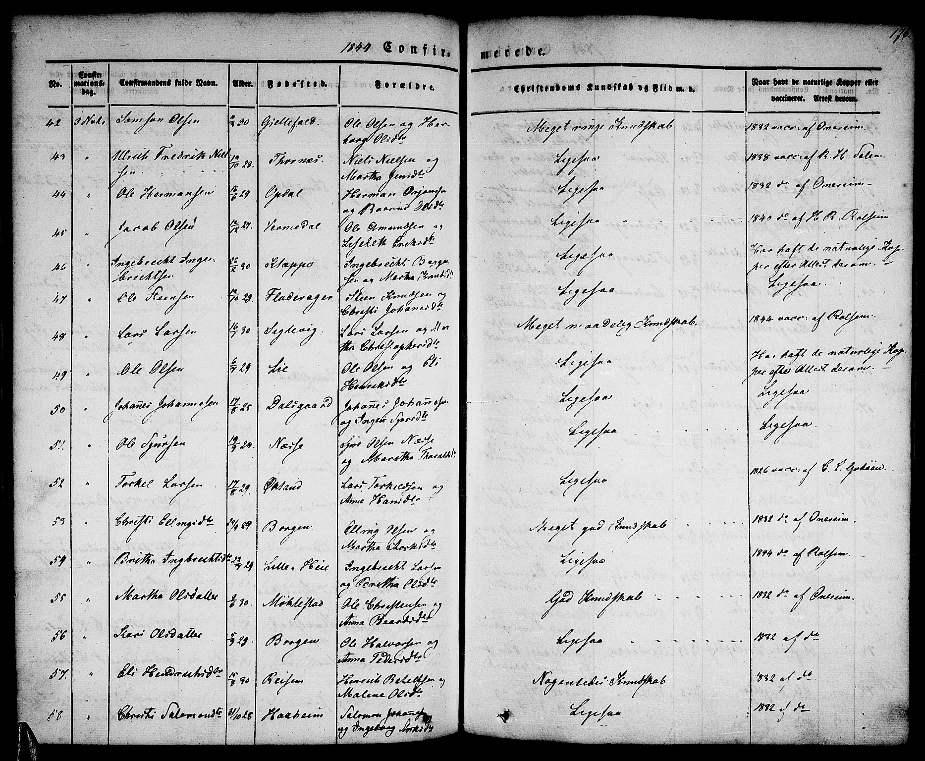 Tysnes sokneprestembete, AV/SAB-A-78601/H/Haa: Parish register (official) no. A 9, 1837-1848, p. 176