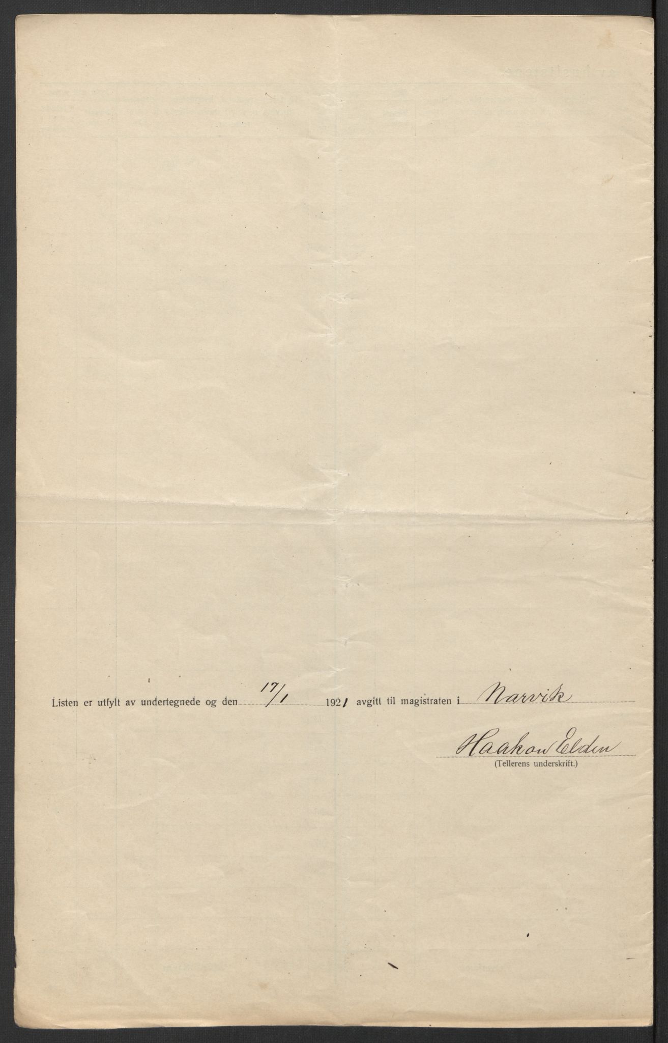 SAT, 1920 census for Narvik, 1920, p. 29