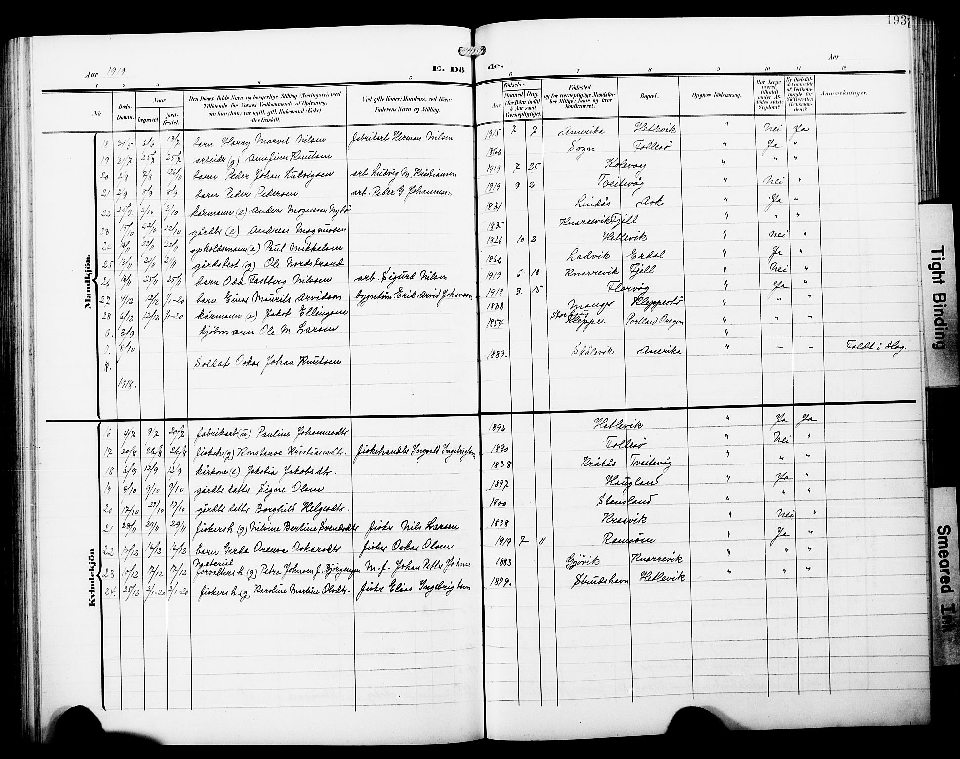 Askøy Sokneprestembete, AV/SAB-A-74101/H/Ha/Hab/Haba/L0014: Parish register (copy) no. A 14, 1904-1927, p. 193