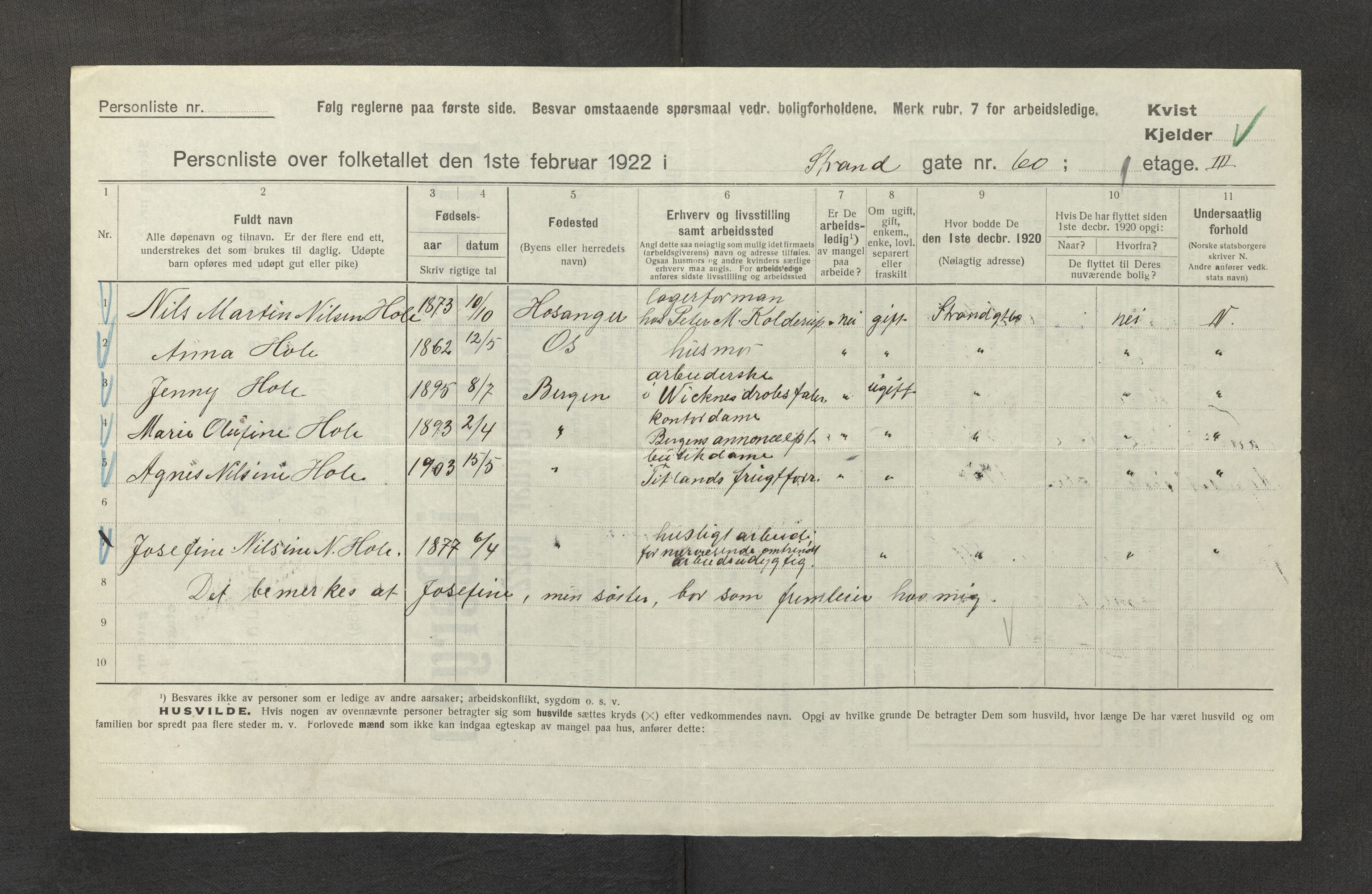 SAB, Municipal Census 1922 for Bergen, 1922, p. 39756